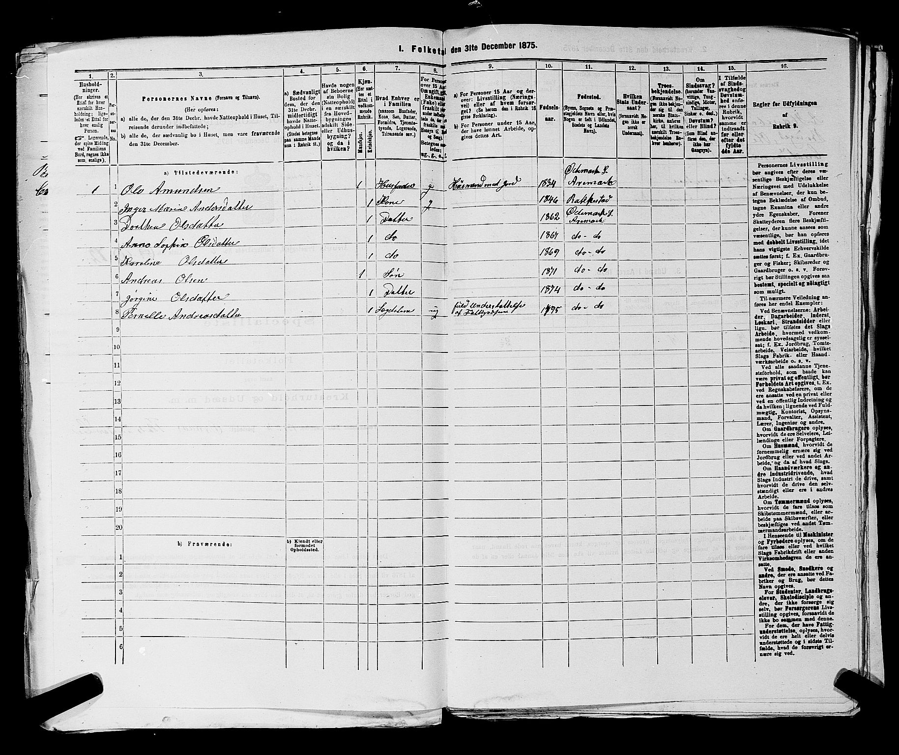 RA, 1875 census for 0118P Aremark, 1875, p. 951