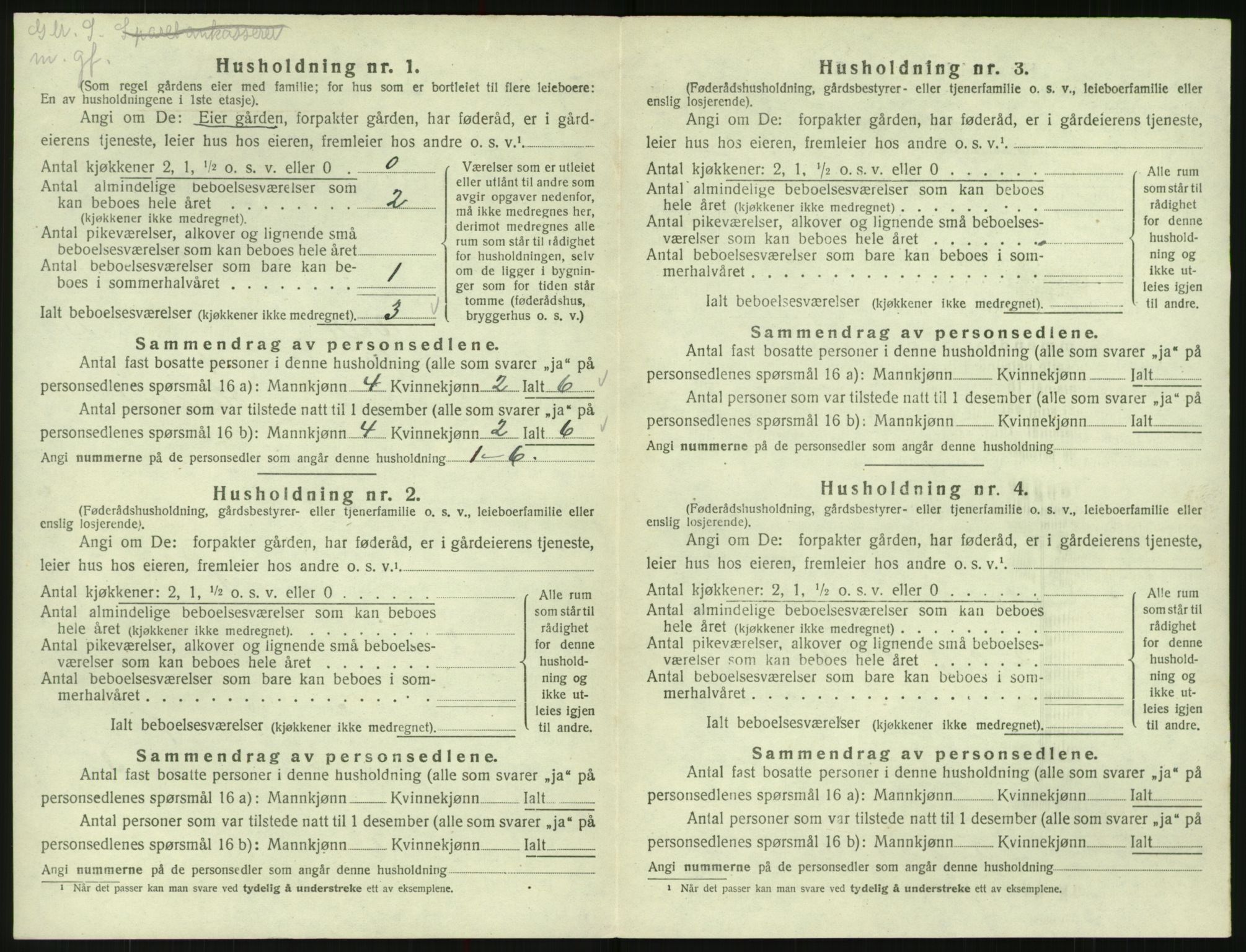 SAK, 1920 census for Valle, 1920, p. 218