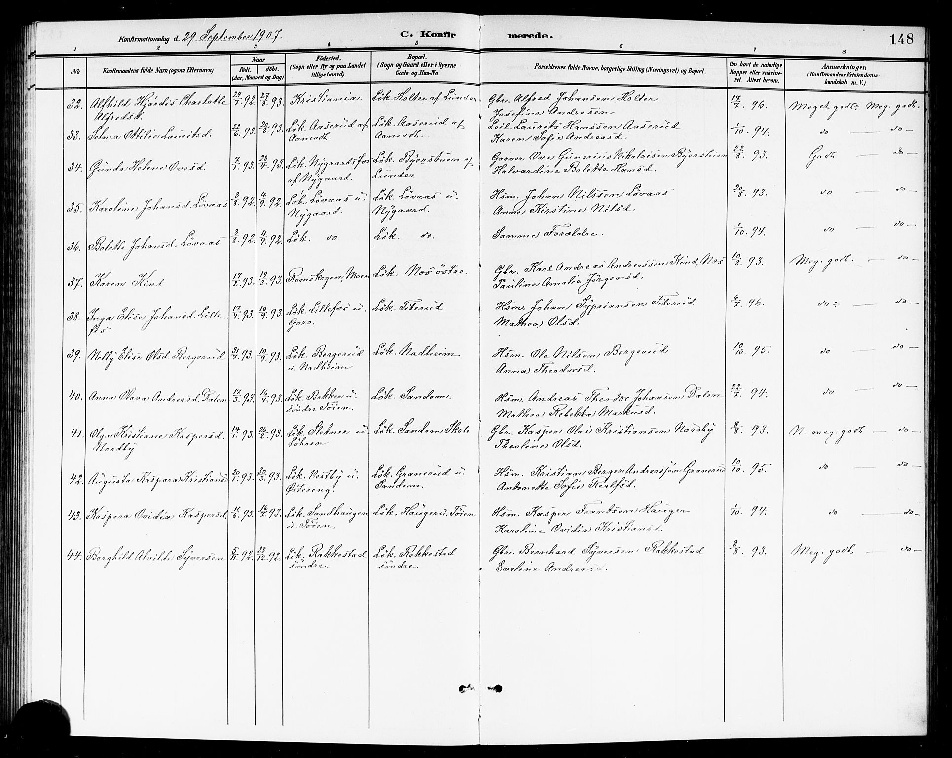 Høland prestekontor Kirkebøker, AV/SAO-A-10346a/G/Ga/L0007: Parish register (copy) no. I 7, 1902-1914, p. 148