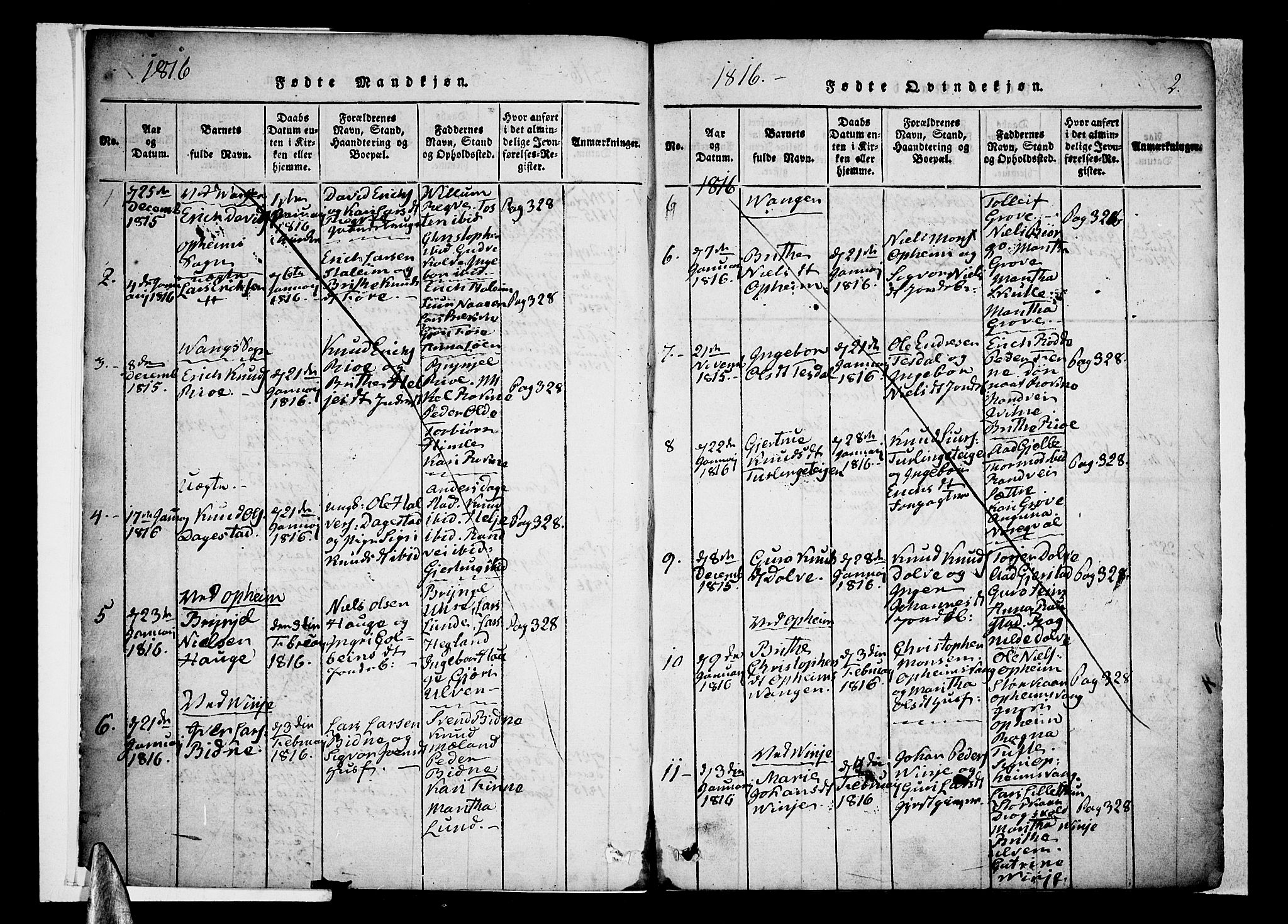 Voss sokneprestembete, AV/SAB-A-79001/H/Haa: Parish register (official) no. A 11, 1816-1827, p. 2