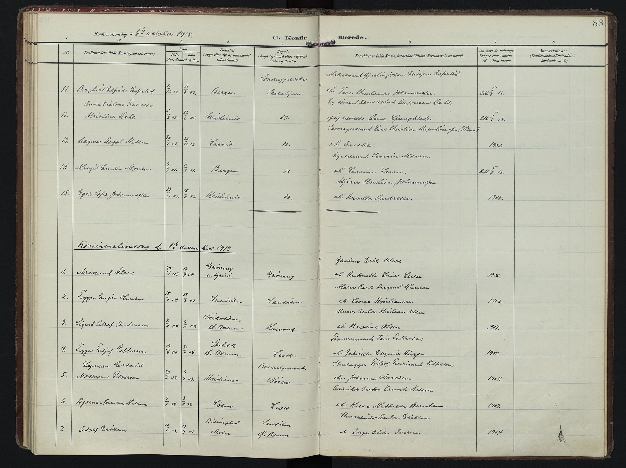 Vestre Bærum prestekontor Kirkebøker, SAO/A-10209a/F/Fa/L0002: Parish register (official) no. 2, 1905-1920, p. 88