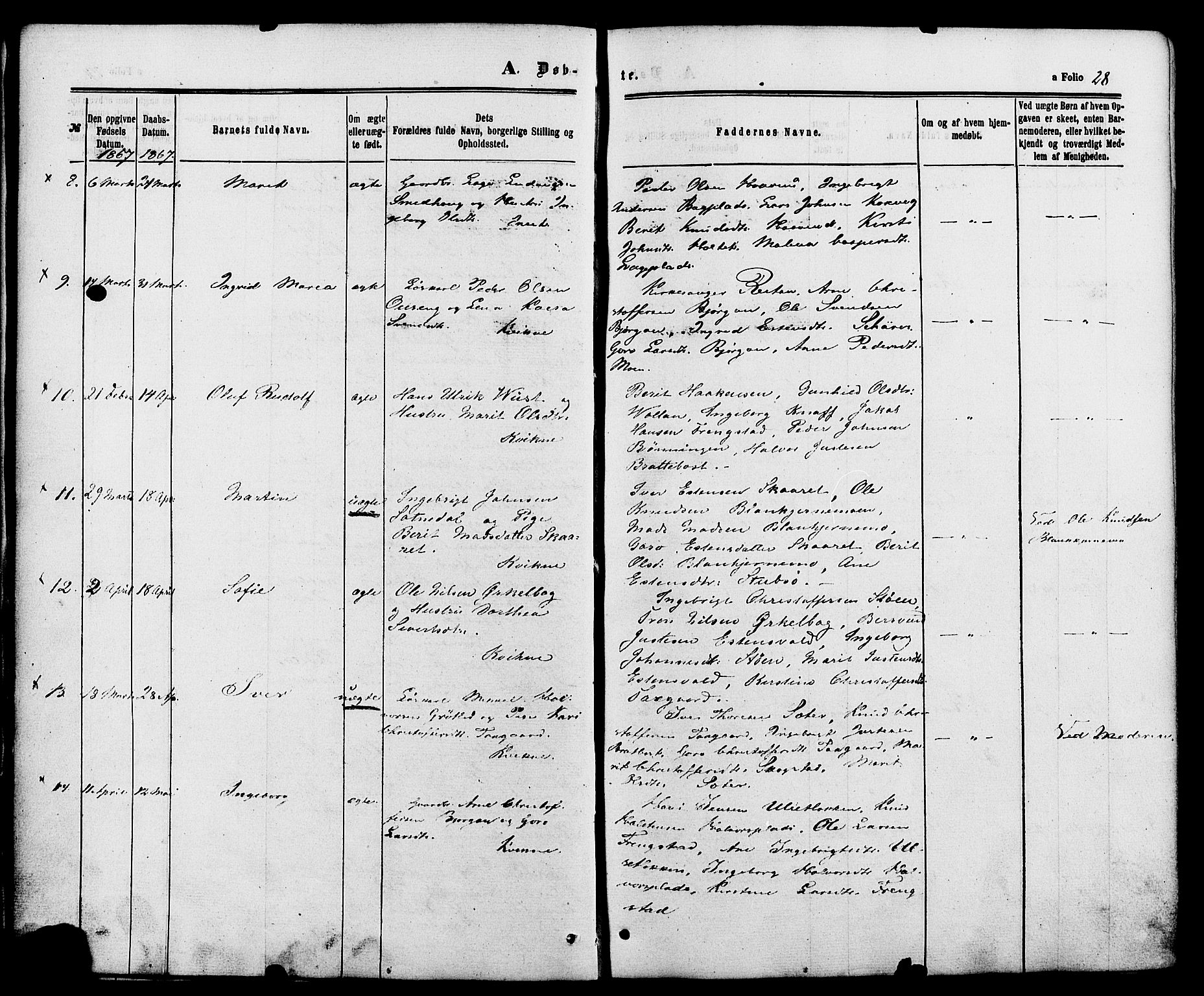 Kvikne prestekontor, AV/SAH-PREST-064/H/Ha/Haa/L0006: Parish register (official) no. 6, 1863-1886, p. 28