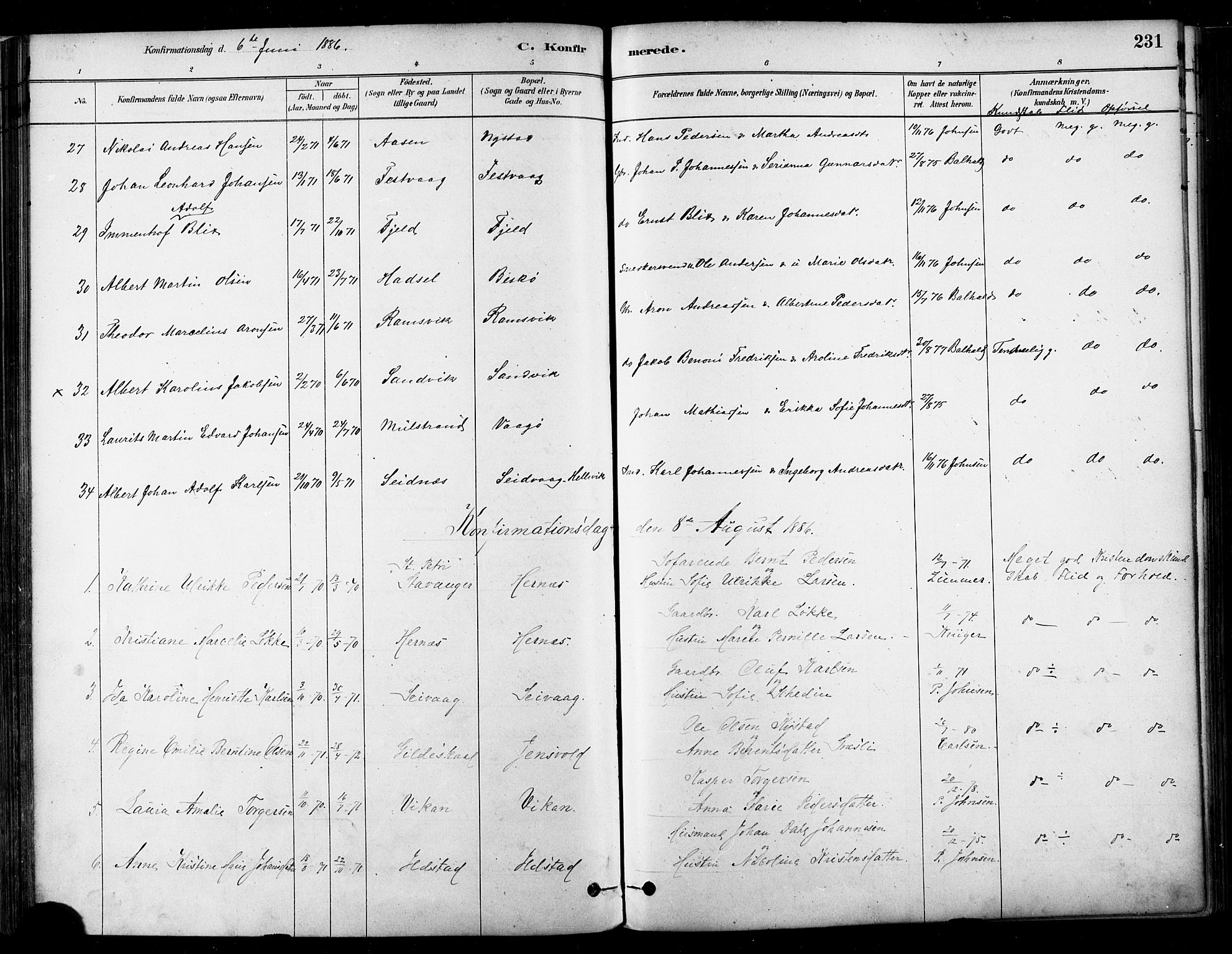 Ministerialprotokoller, klokkerbøker og fødselsregistre - Nordland, SAT/A-1459/802/L0054: Parish register (official) no. 802A01, 1879-1893, p. 231
