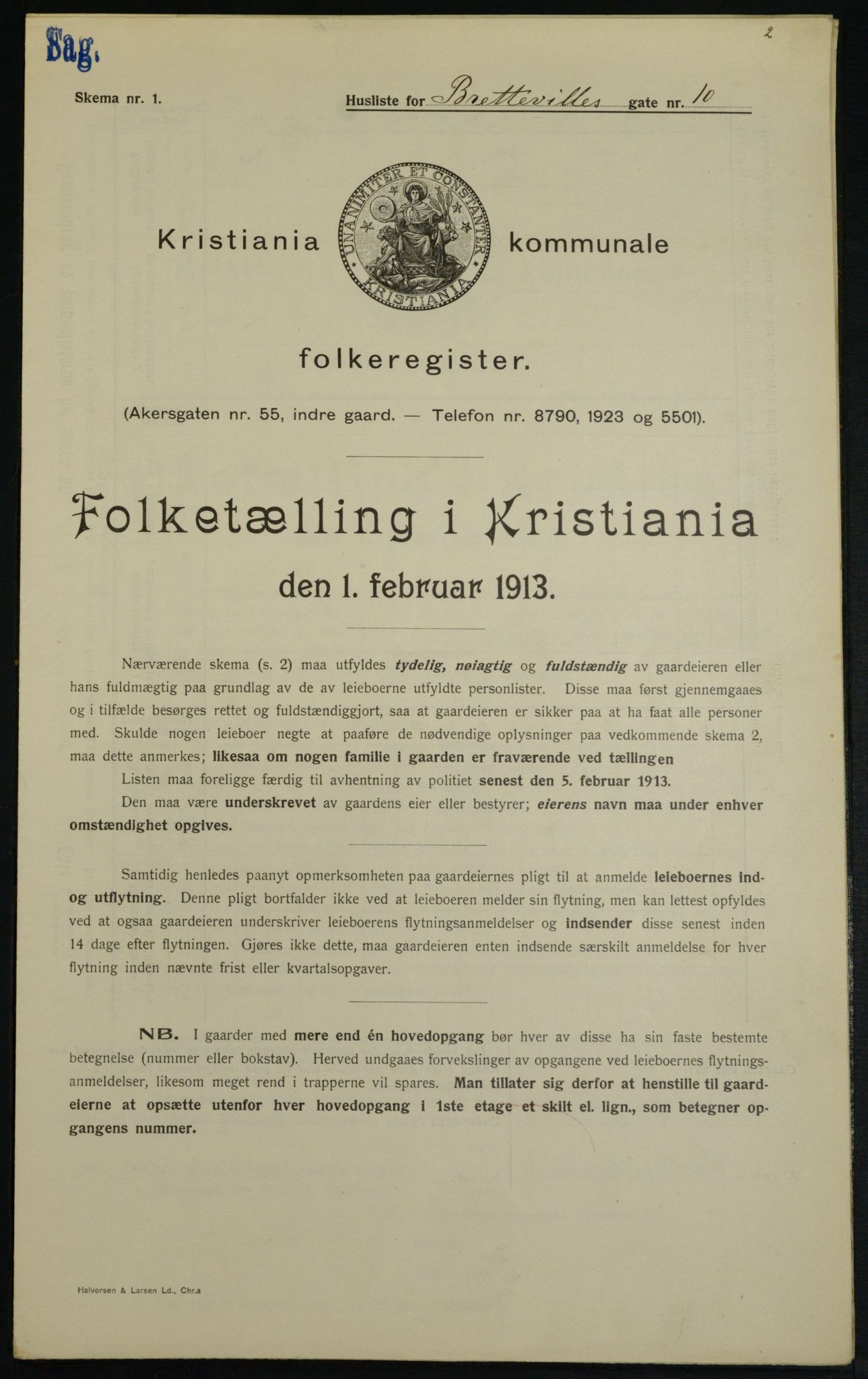 OBA, Municipal Census 1913 for Kristiania, 1913, p. 8667