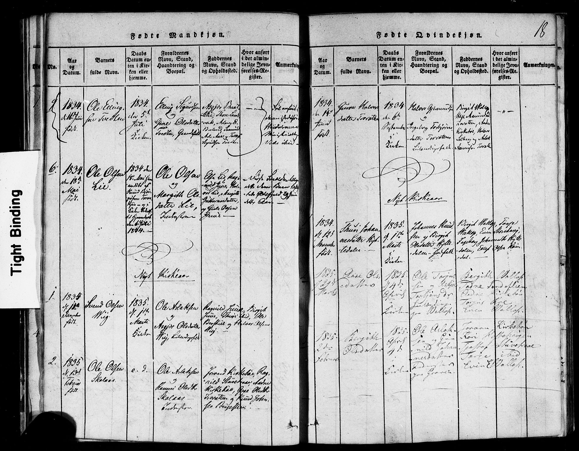 Rauland kirkebøker, AV/SAKO-A-292/F/Fa/L0002: Parish register (official) no. I 2, 1815-1860, p. 18