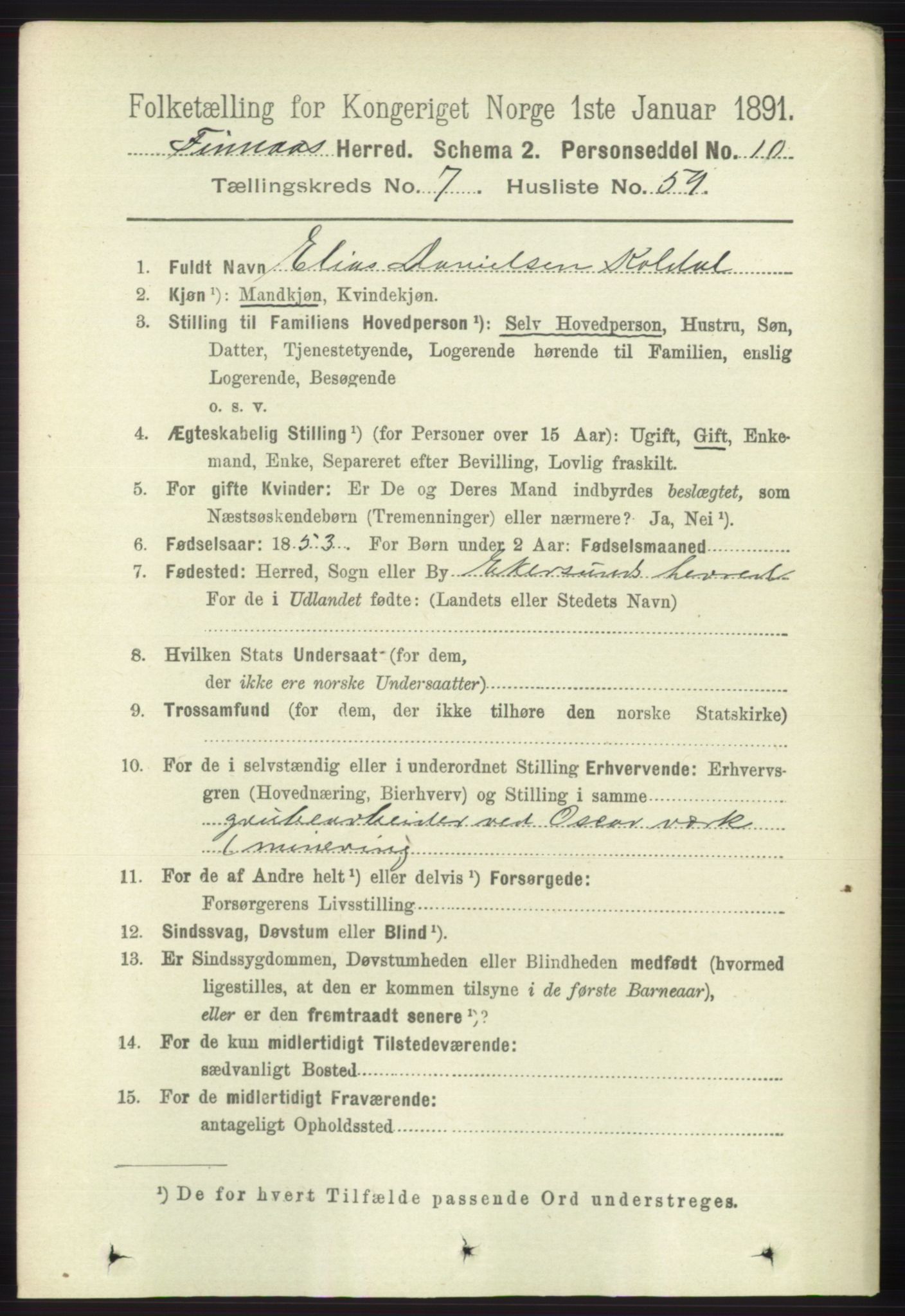 RA, 1891 census for 1218 Finnås, 1891, p. 3027