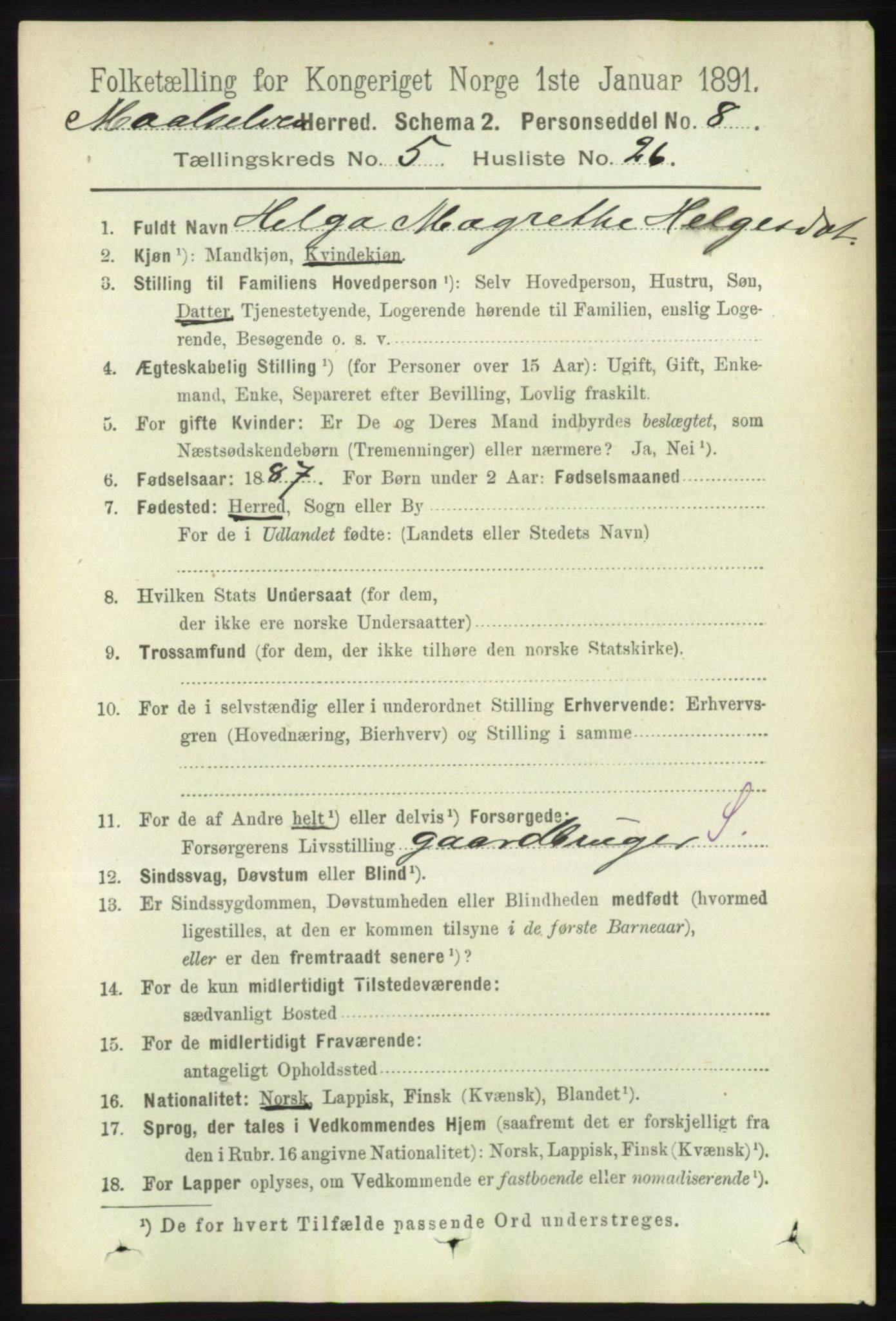 RA, 1891 census for 1924 Målselv, 1891, p. 1796