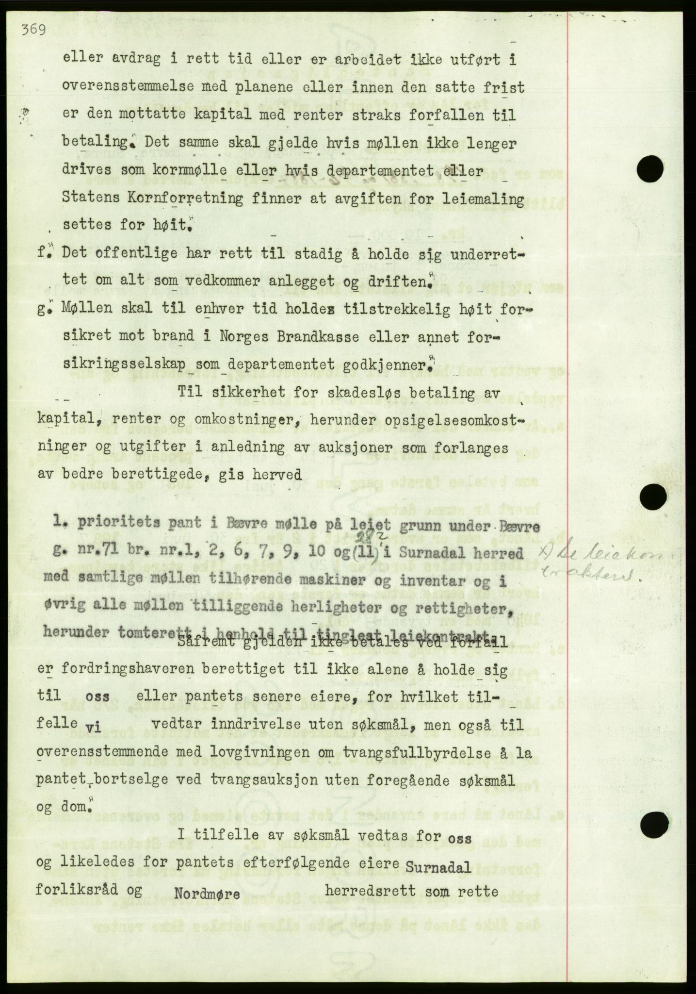 Nordmøre sorenskriveri, AV/SAT-A-4132/1/2/2Ca/L0092: Mortgage book no. B82, 1937-1938, Diary no: : 2927/1937