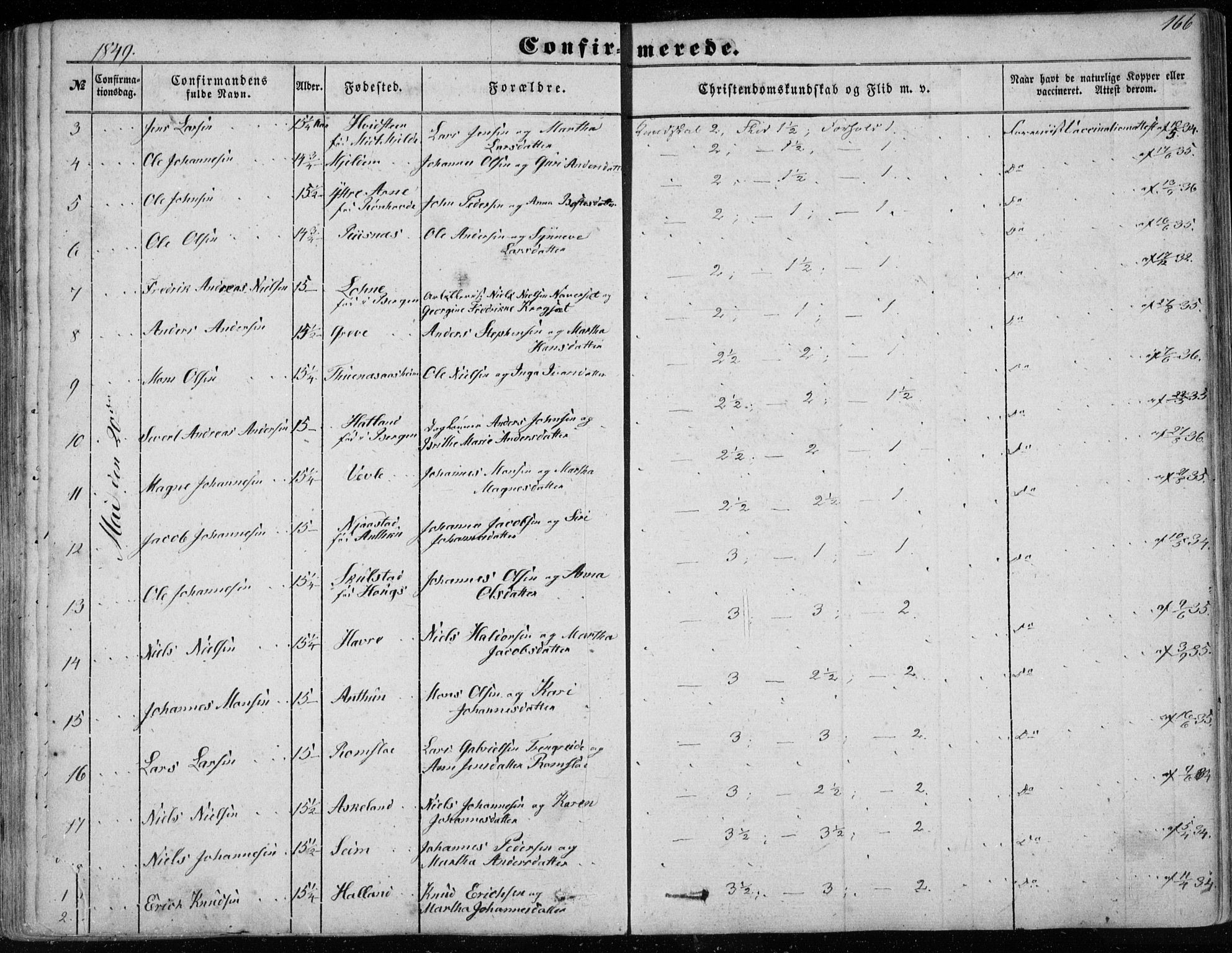 Haus sokneprestembete, SAB/A-75601/H/Haa: Parish register (official) no. A 16 I, 1848-1857, p. 166