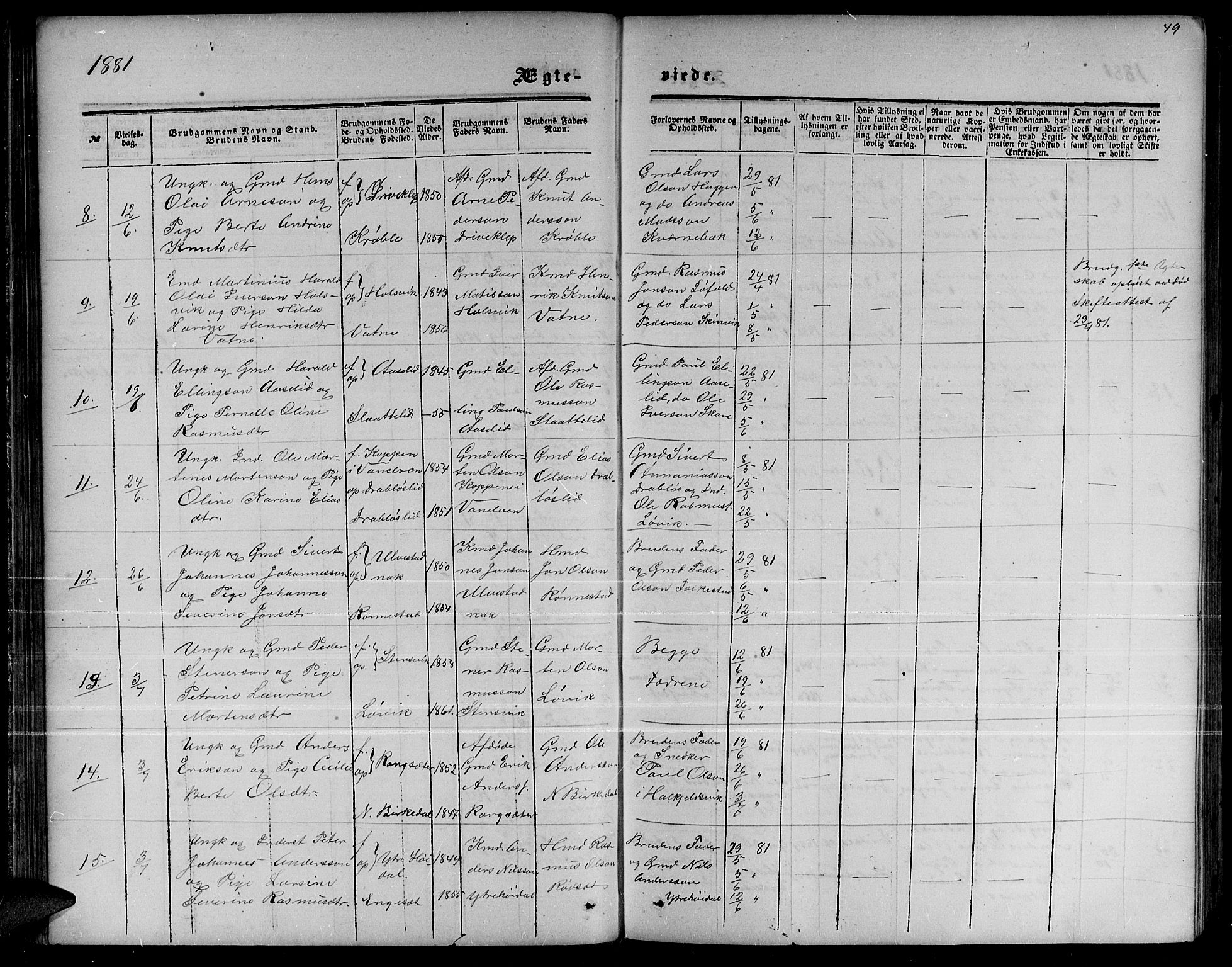 Ministerialprotokoller, klokkerbøker og fødselsregistre - Møre og Romsdal, AV/SAT-A-1454/511/L0157: Parish register (copy) no. 511C03, 1864-1884, p. 49