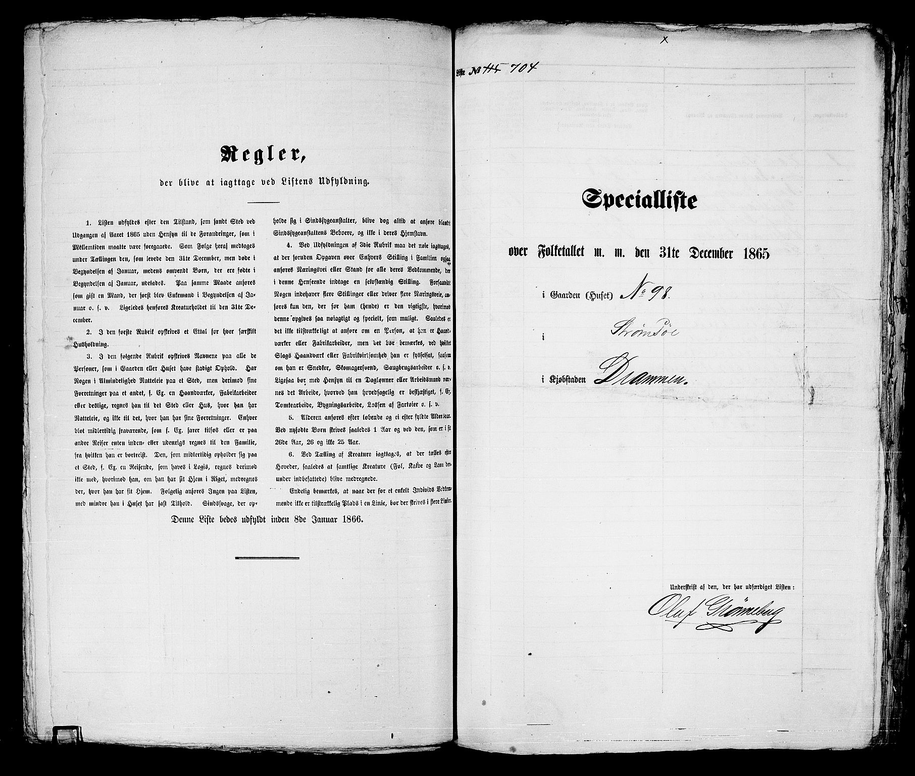 RA, 1865 census for Strømsø in Drammen, 1865, p. 223