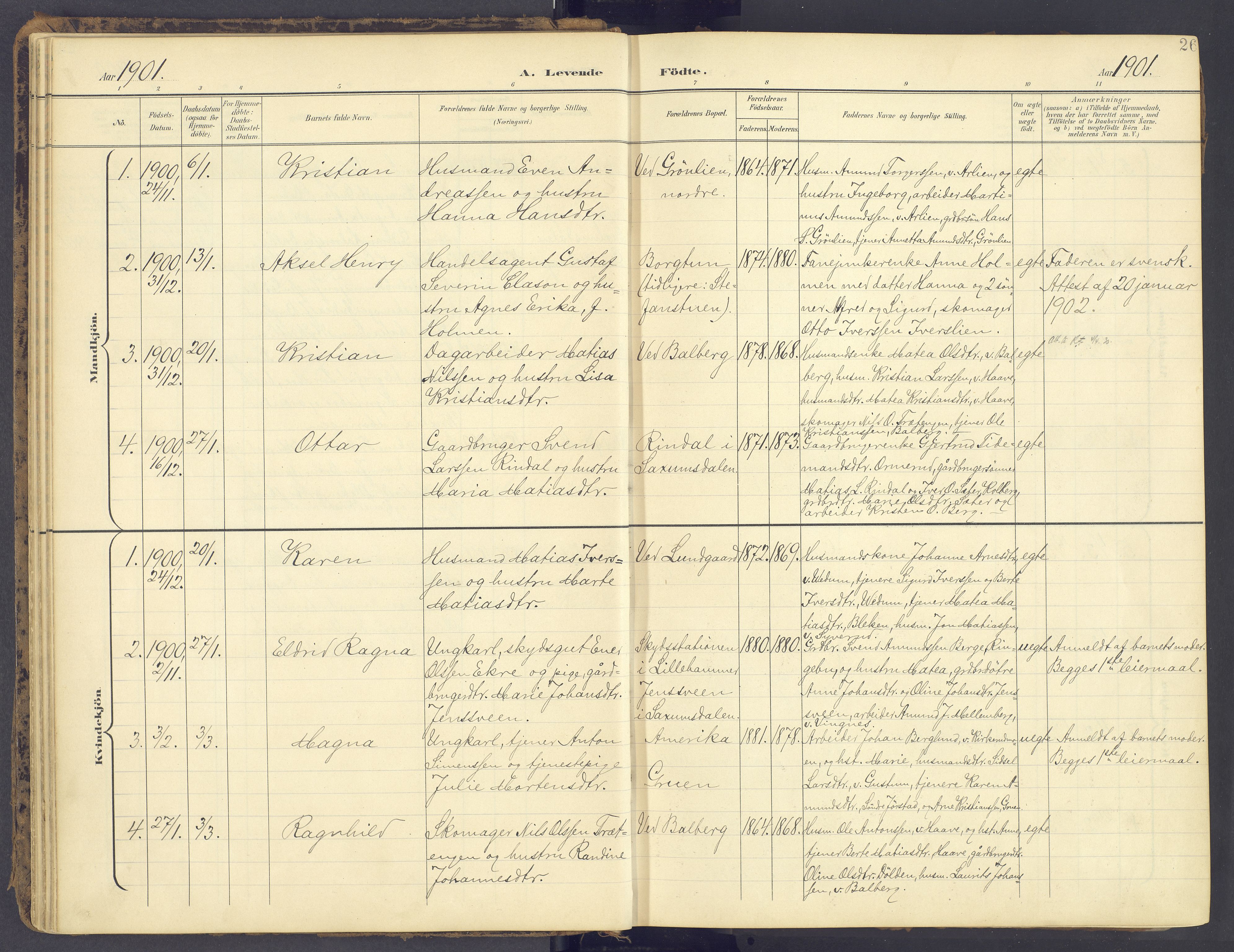 Fåberg prestekontor, SAH/PREST-086/H/Ha/Haa/L0012: Parish register (official) no. 12, 1899-1915, p. 26