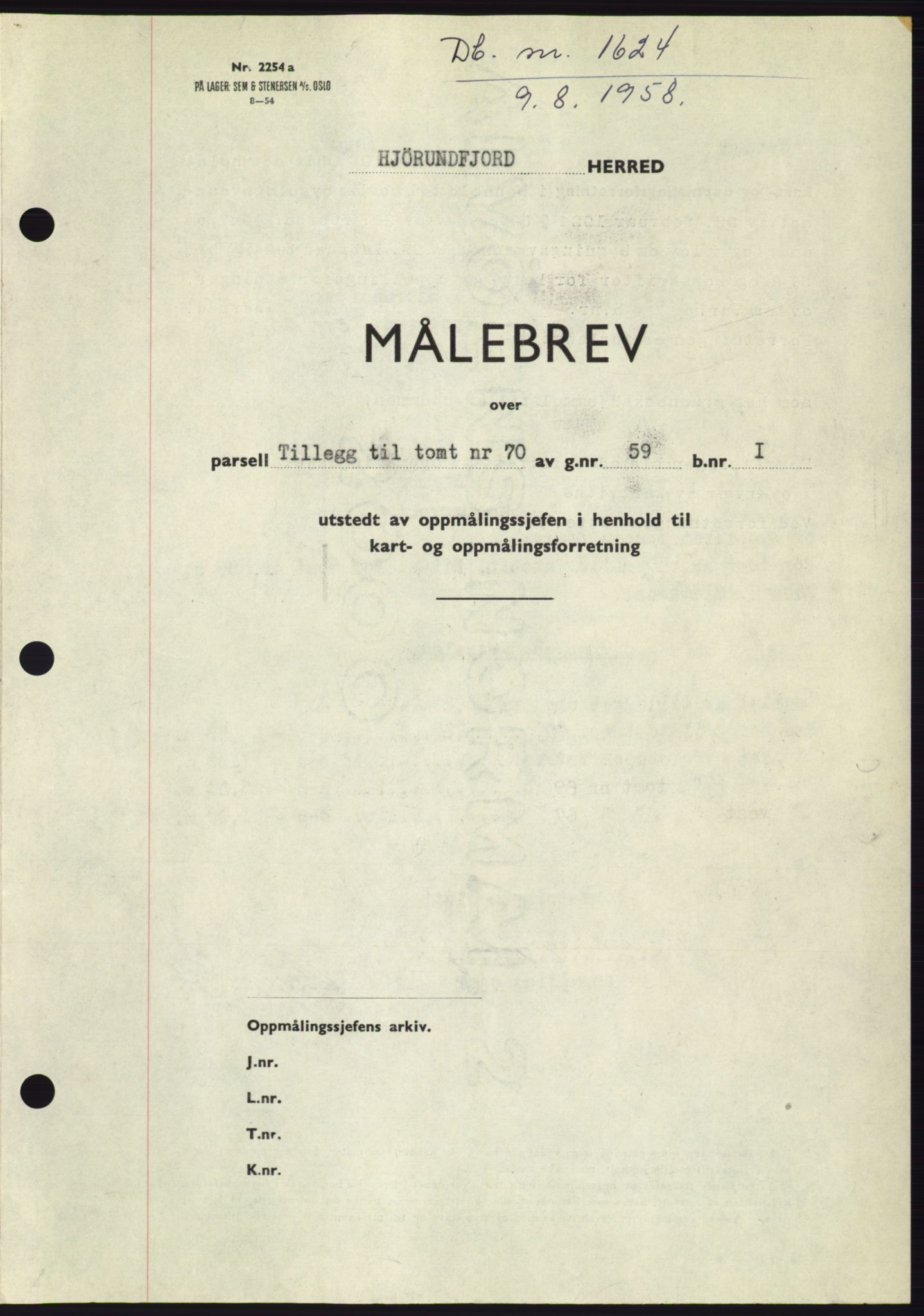 Søre Sunnmøre sorenskriveri, AV/SAT-A-4122/1/2/2C/L0110: Mortgage book no. 36A, 1958-1958, Diary no: : 1624/1958