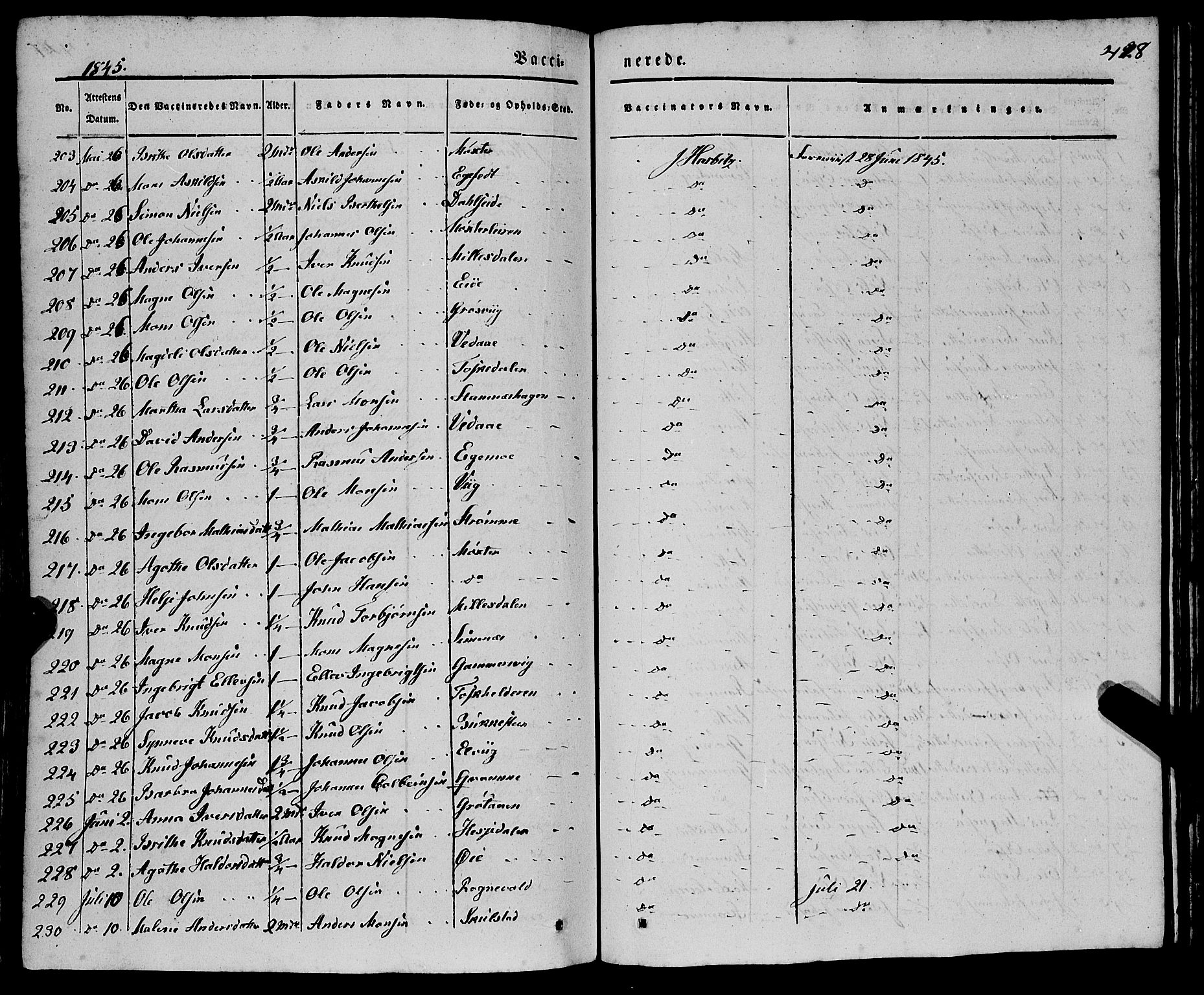 Haus sokneprestembete, AV/SAB-A-75601/H/Haa: Parish register (official) no. A 15, 1838-1847, p. 428