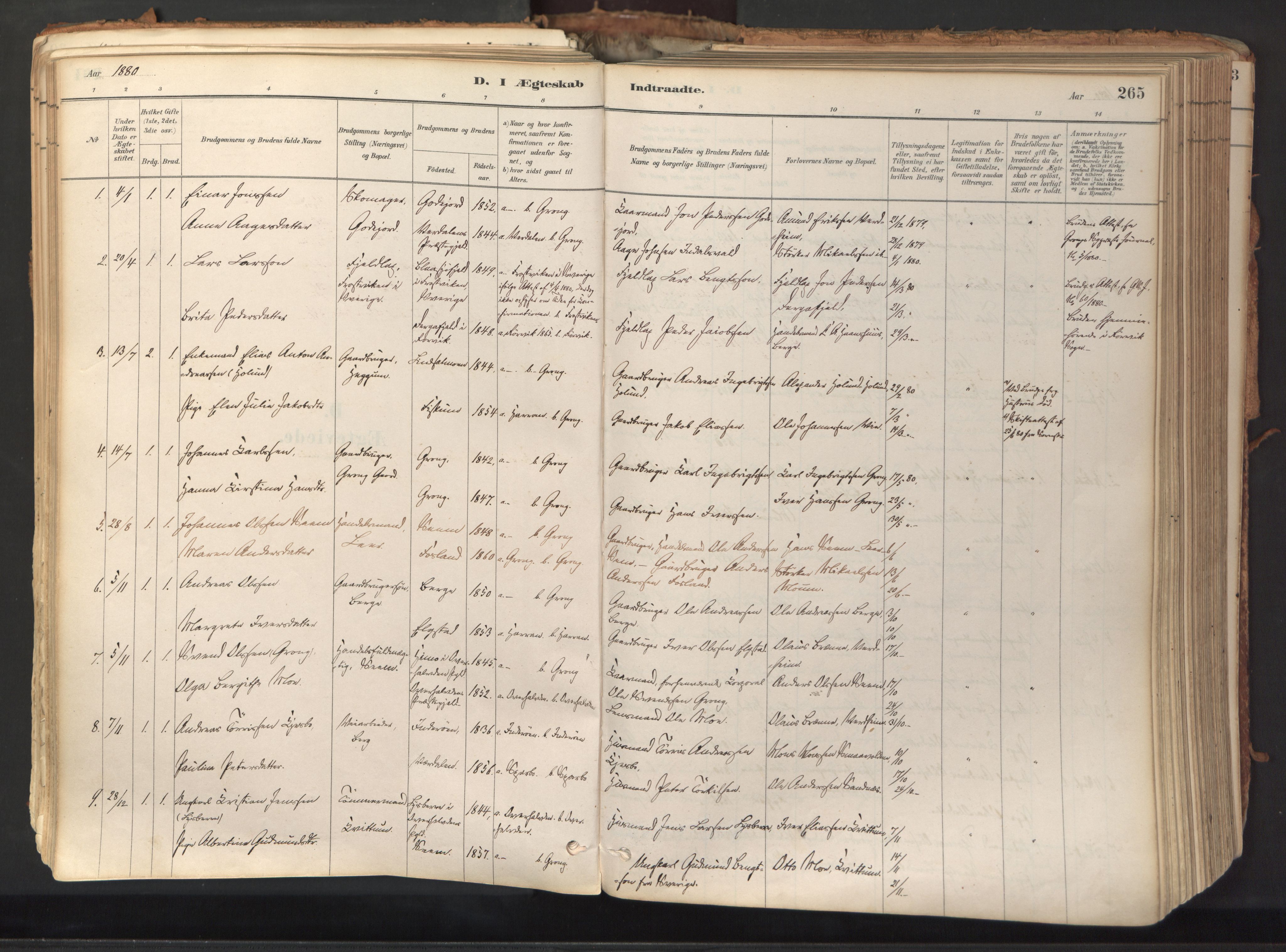 Ministerialprotokoller, klokkerbøker og fødselsregistre - Nord-Trøndelag, AV/SAT-A-1458/758/L0519: Parish register (official) no. 758A04, 1880-1926, p. 265