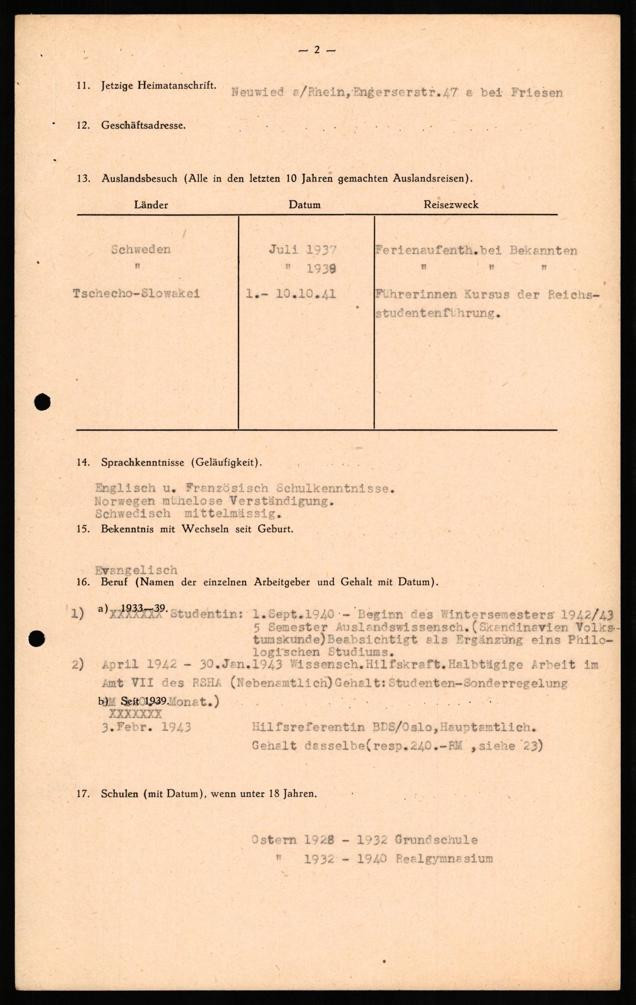 Forsvaret, Forsvarets overkommando II, AV/RA-RAFA-3915/D/Db/L0021: CI Questionaires. Tyske okkupasjonsstyrker i Norge. Tyskere., 1945-1946, p. 360