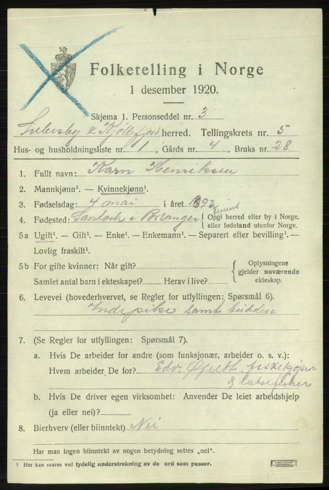 SATØ, 1920 census for Lebesby, 1920, p. 2415