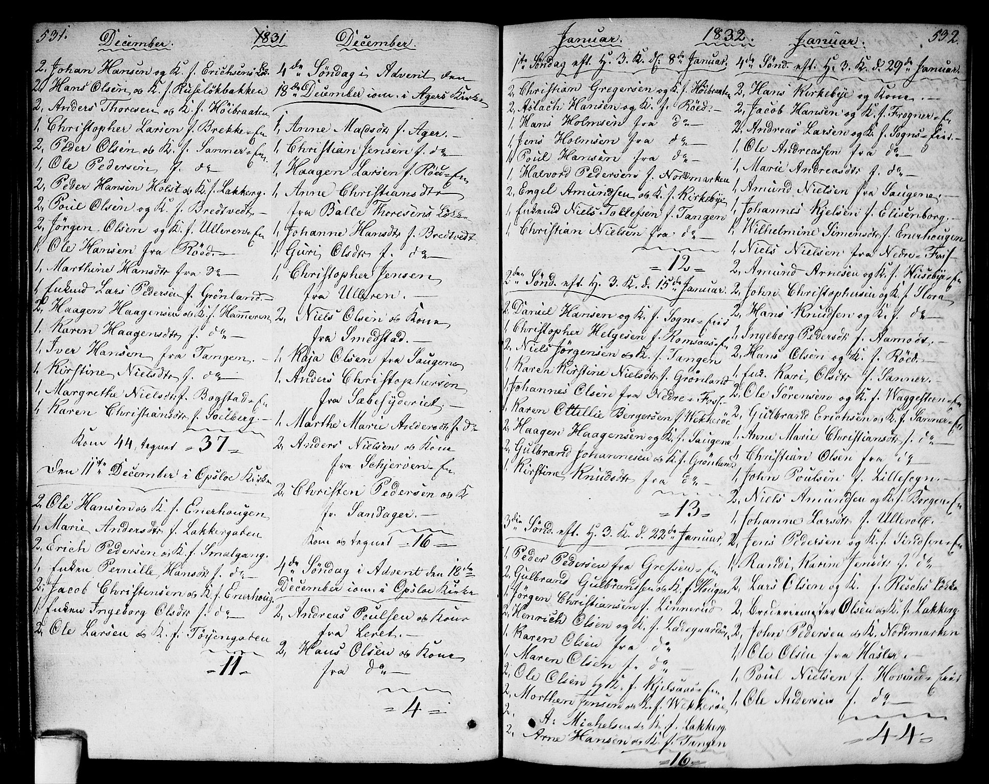 Aker prestekontor kirkebøker, AV/SAO-A-10861/G/L0003: Parish register (copy) no. 3, 1819-1836, p. 531-532