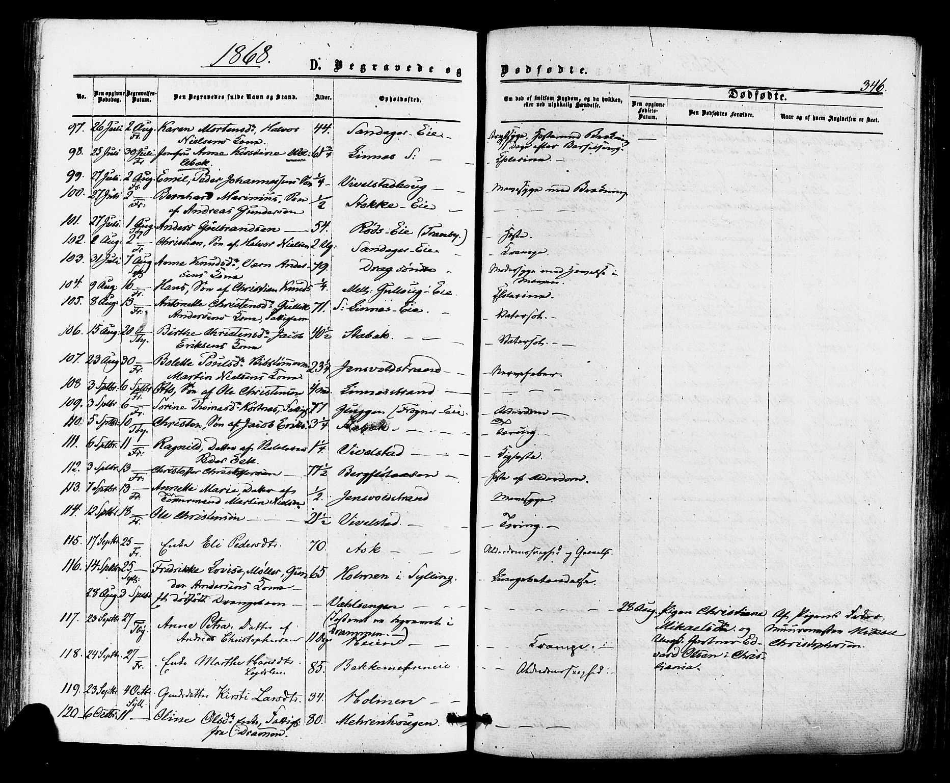 Lier kirkebøker, AV/SAKO-A-230/F/Fa/L0013: Parish register (official) no. I 13, 1865-1874, p. 346