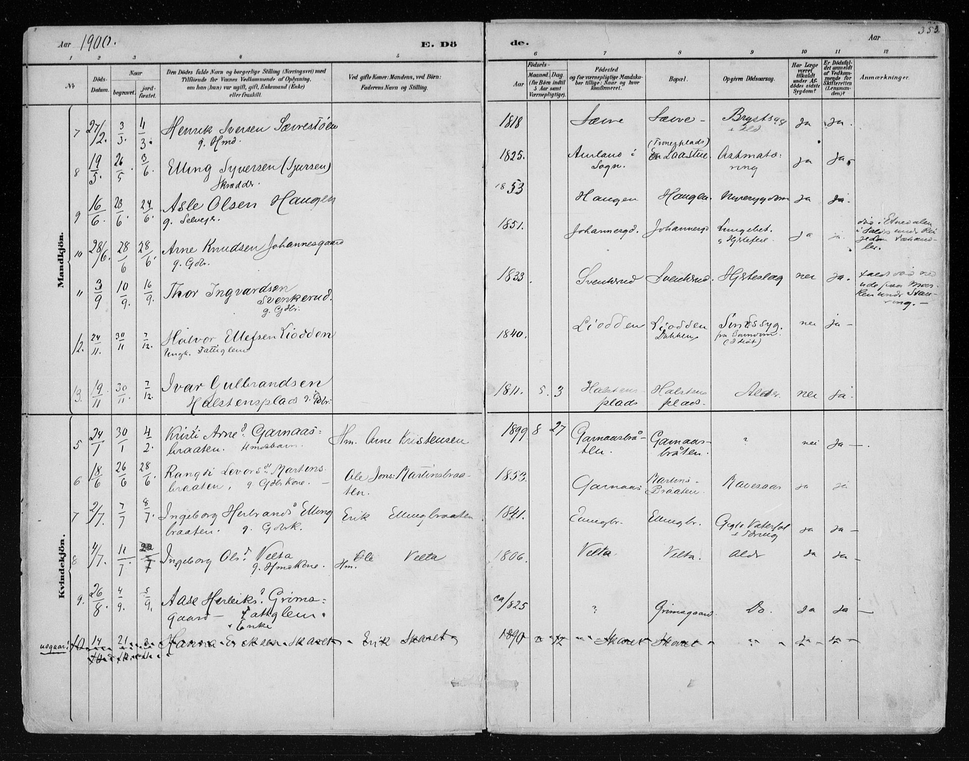 Nes kirkebøker, AV/SAKO-A-236/F/Fa/L0011: Parish register (official) no. 11, 1881-1912, p. 355