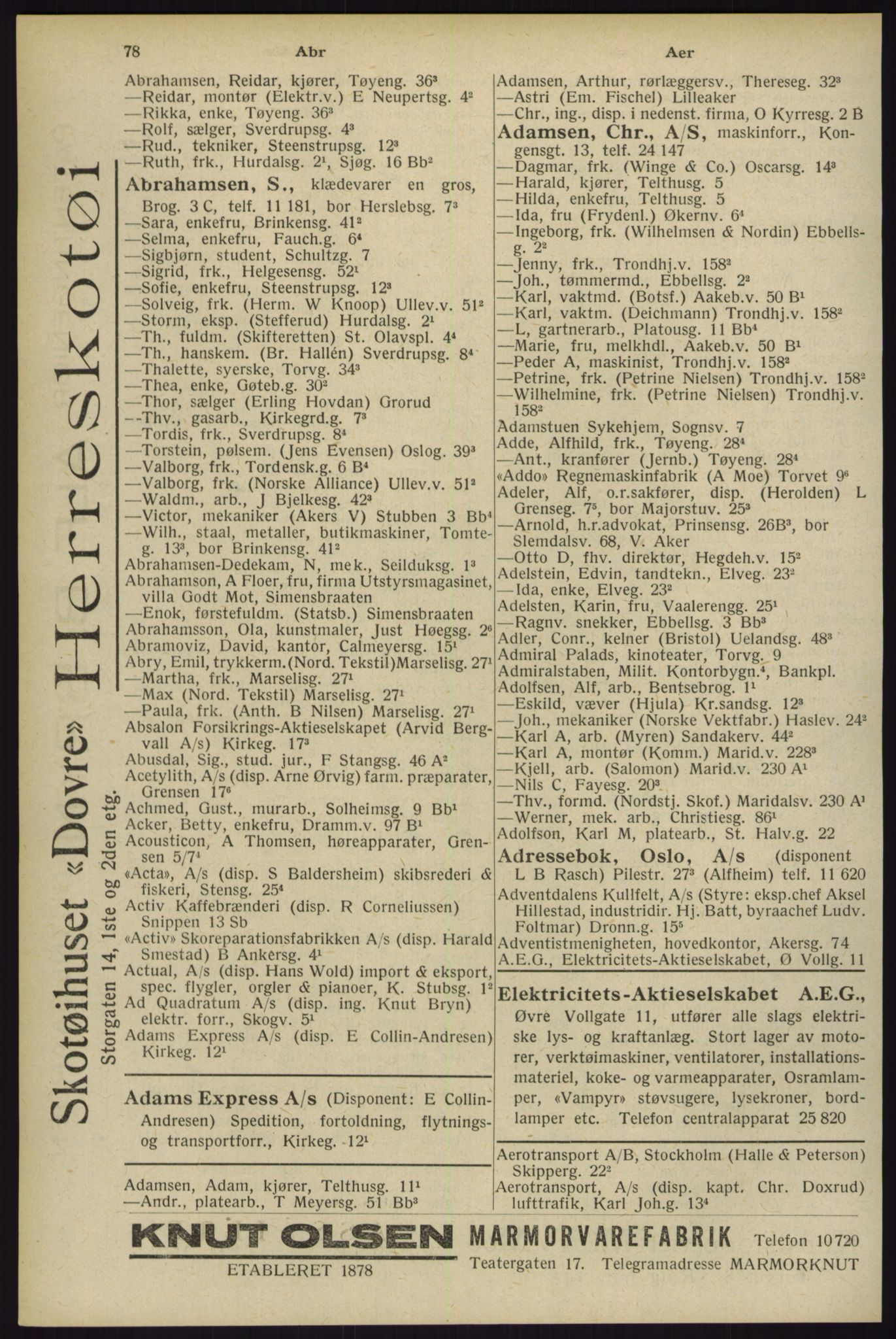 Kristiania/Oslo adressebok, PUBL/-, 1929, p. 78