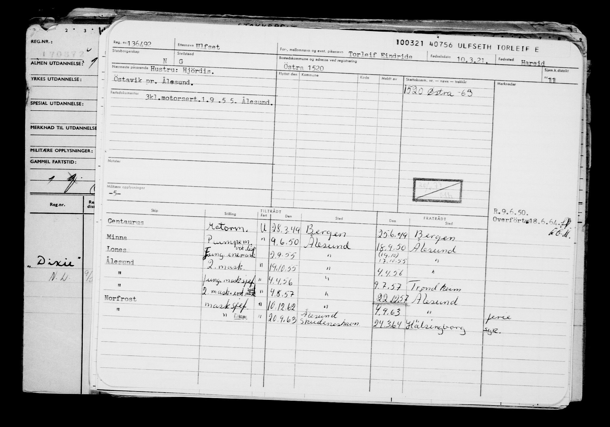 Direktoratet for sjømenn, AV/RA-S-3545/G/Gb/L0191: Hovedkort, 1921, p. 275