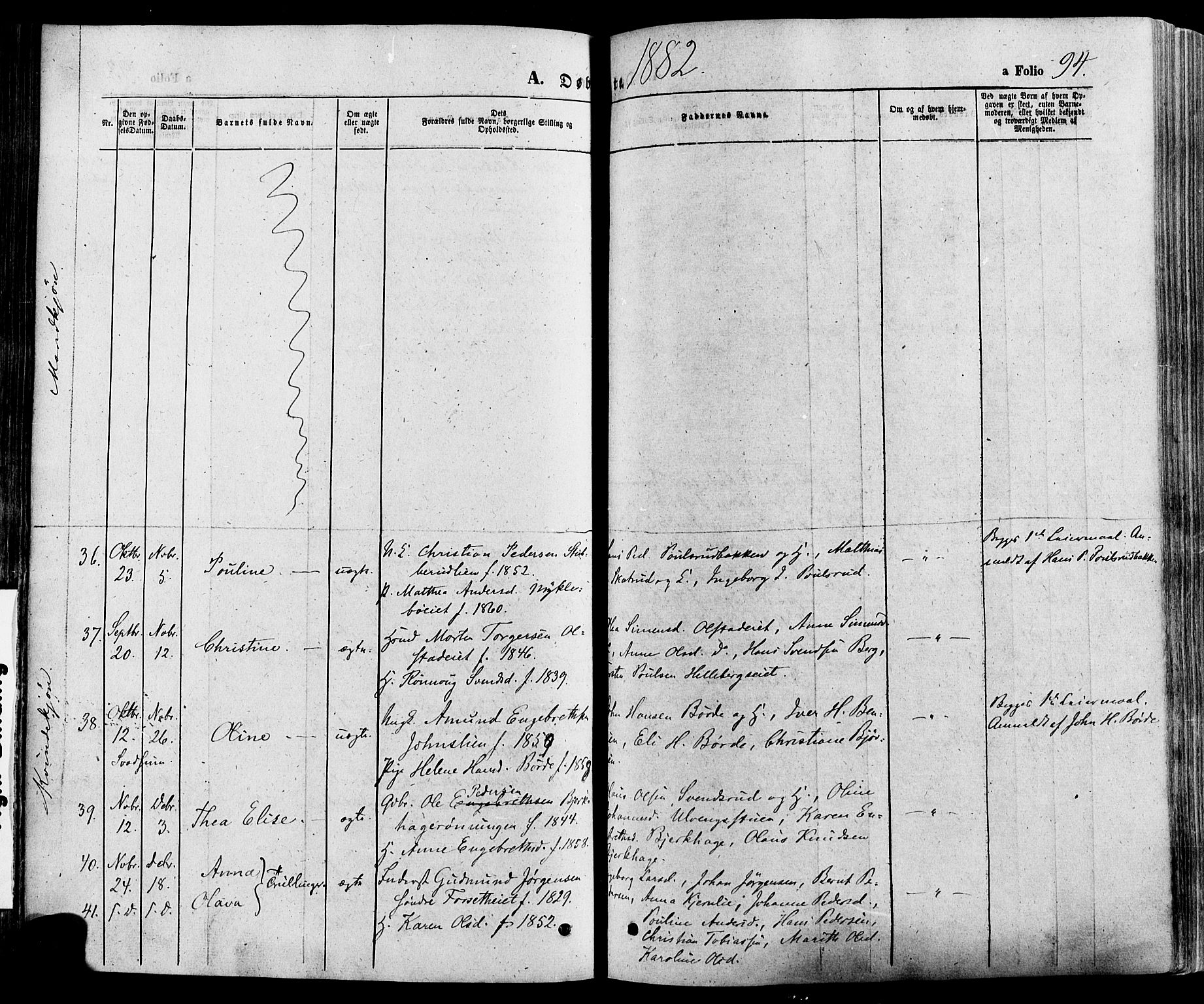 Gausdal prestekontor, AV/SAH-PREST-090/H/Ha/Haa/L0010: Parish register (official) no. 10, 1867-1886, p. 94