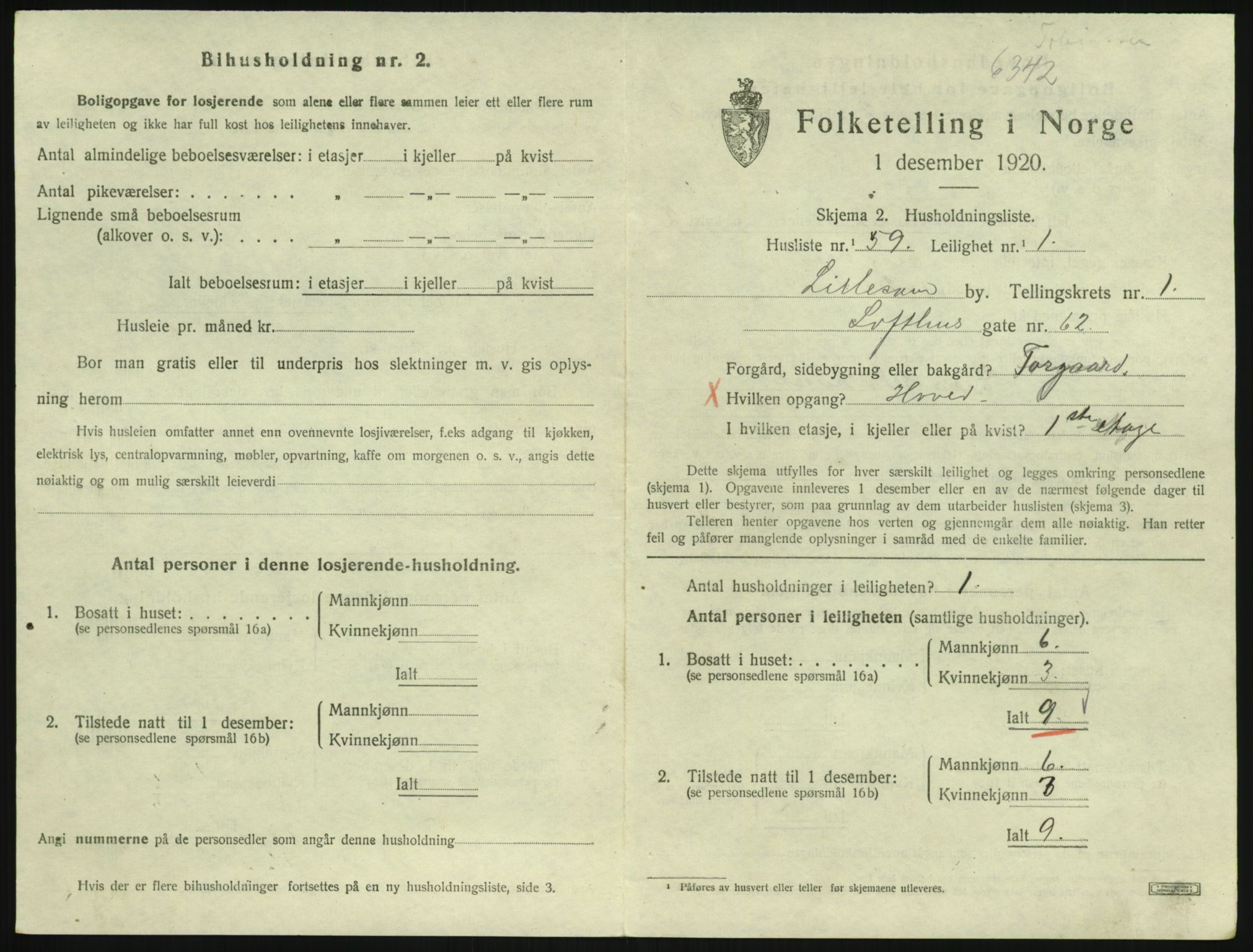 SAK, 1920 census for Lillesand, 1920, p. 613