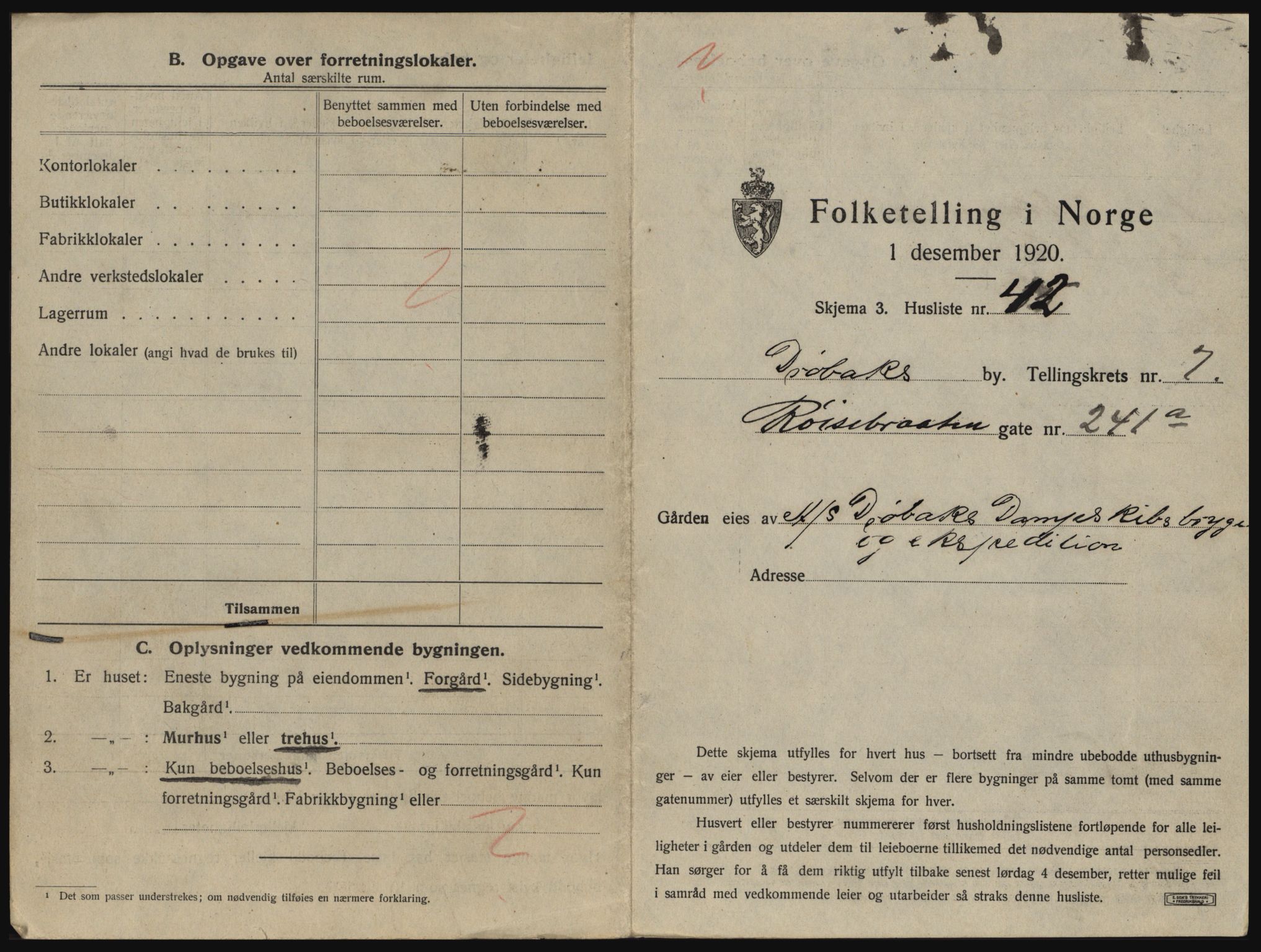 SAO, 1920 census for Drøbak, 1920, p. 699