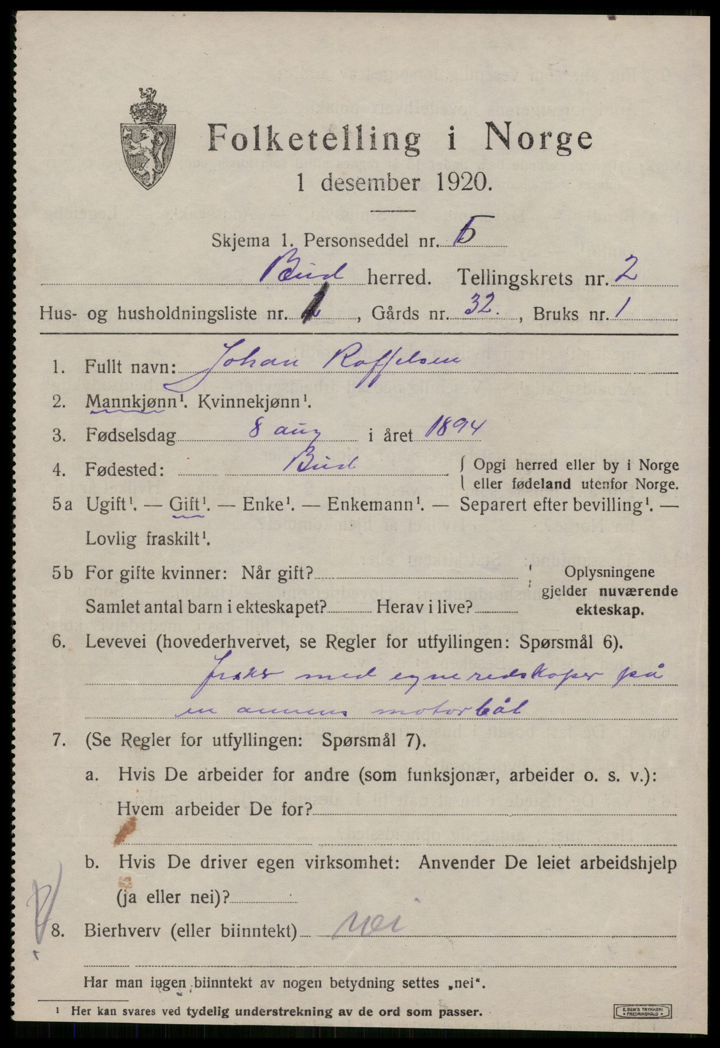 SAT, 1920 census for Bud, 1920, p. 1168