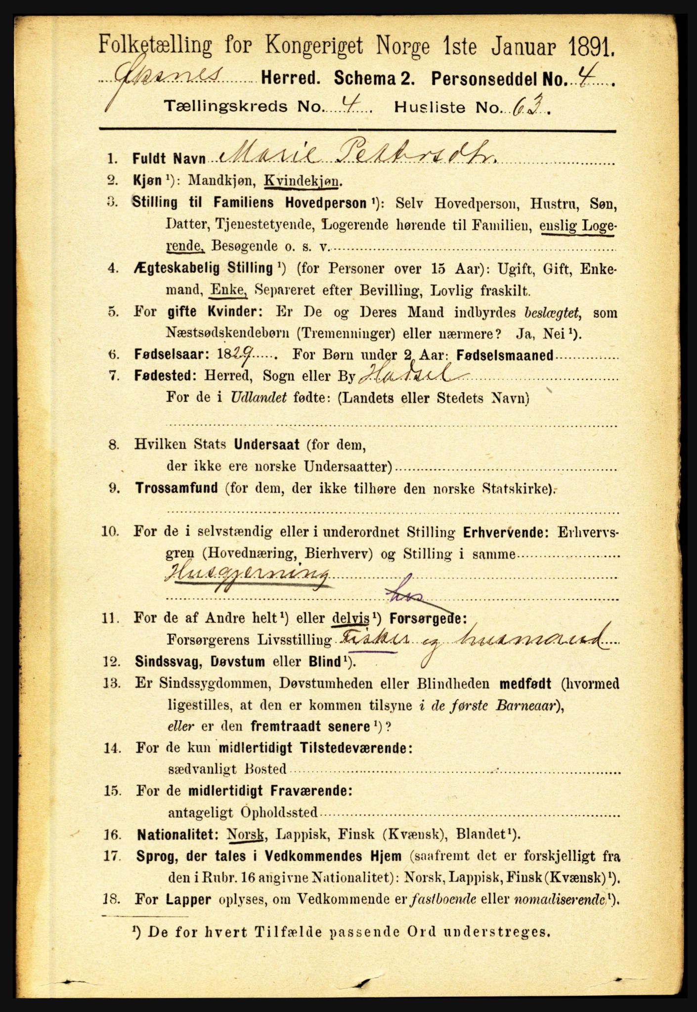 RA, 1891 census for 1868 Øksnes, 1891, p. 2156