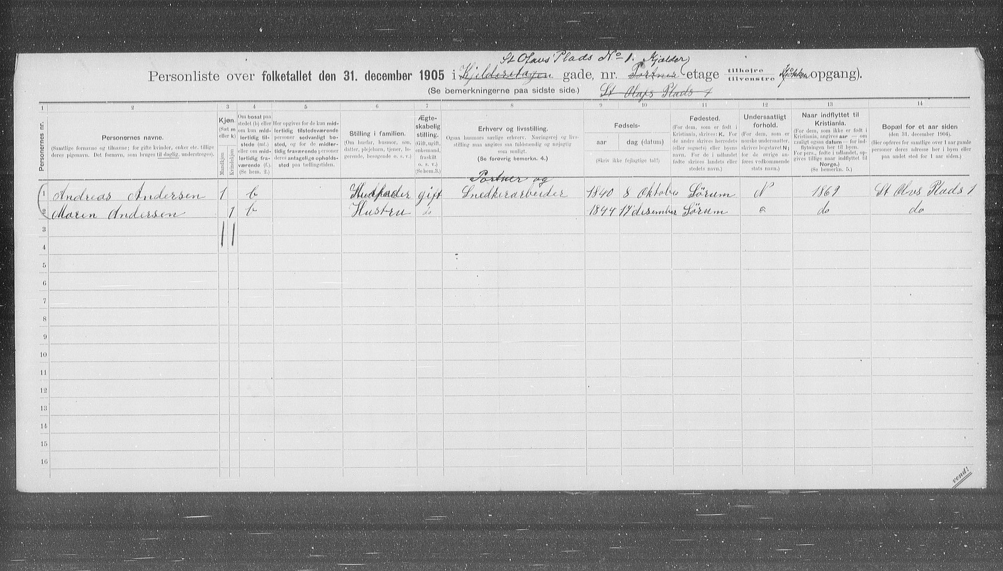 OBA, Municipal Census 1905 for Kristiania, 1905, p. 53427