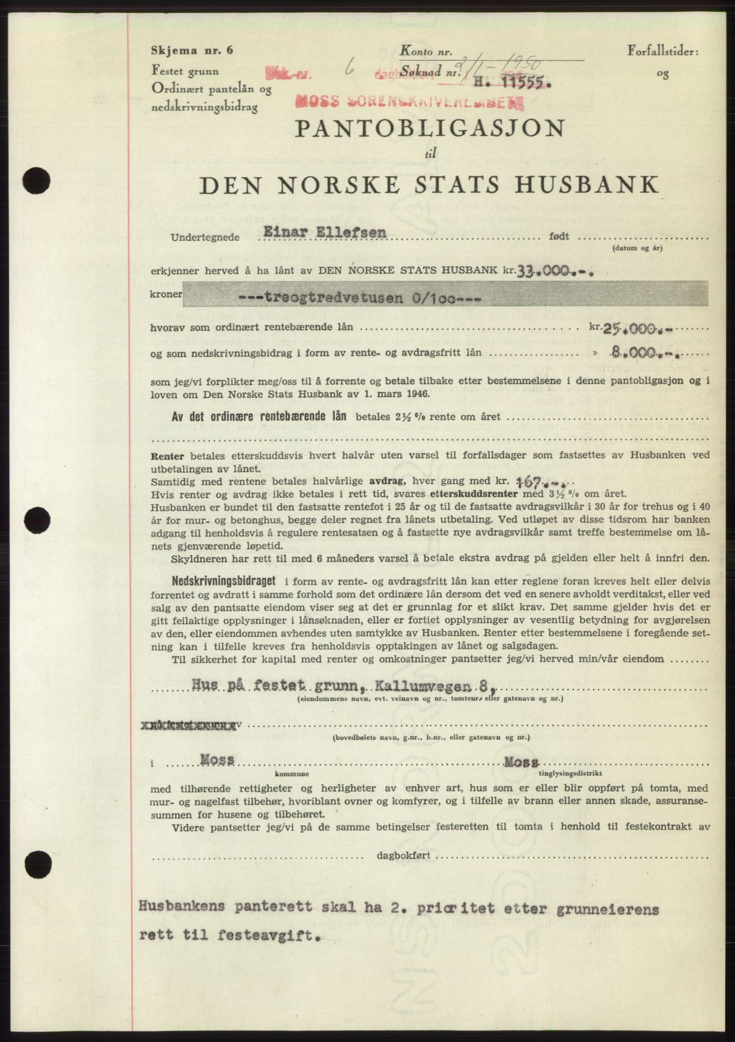 Moss sorenskriveri, SAO/A-10168: Mortgage book no. B23, 1949-1950, Diary no: : 6/1950