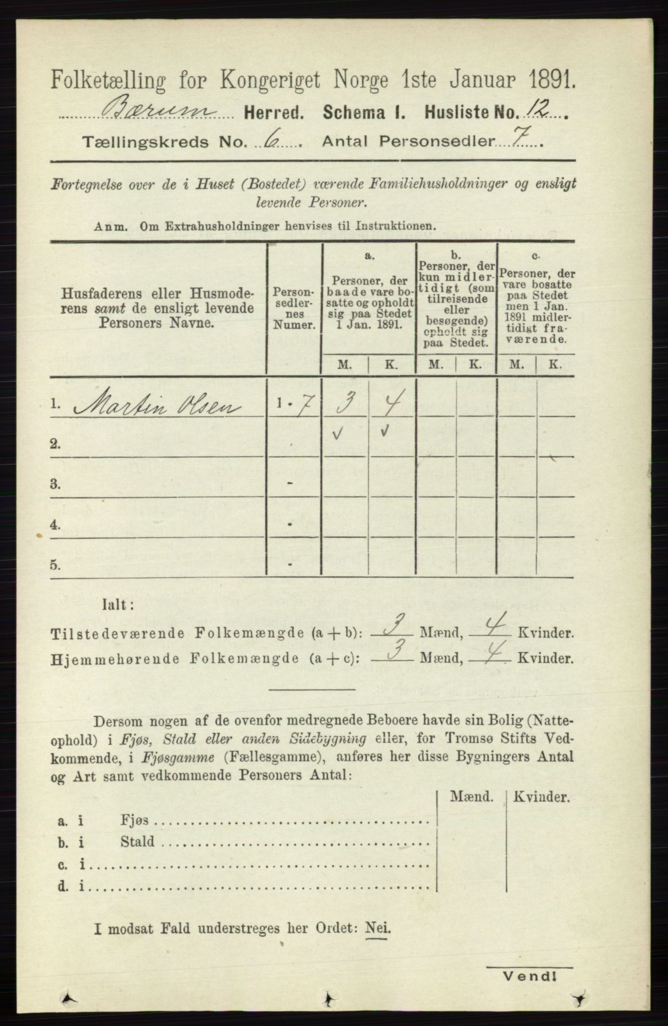 RA, 1891 census for 0219 Bærum, 1891, p. 3434