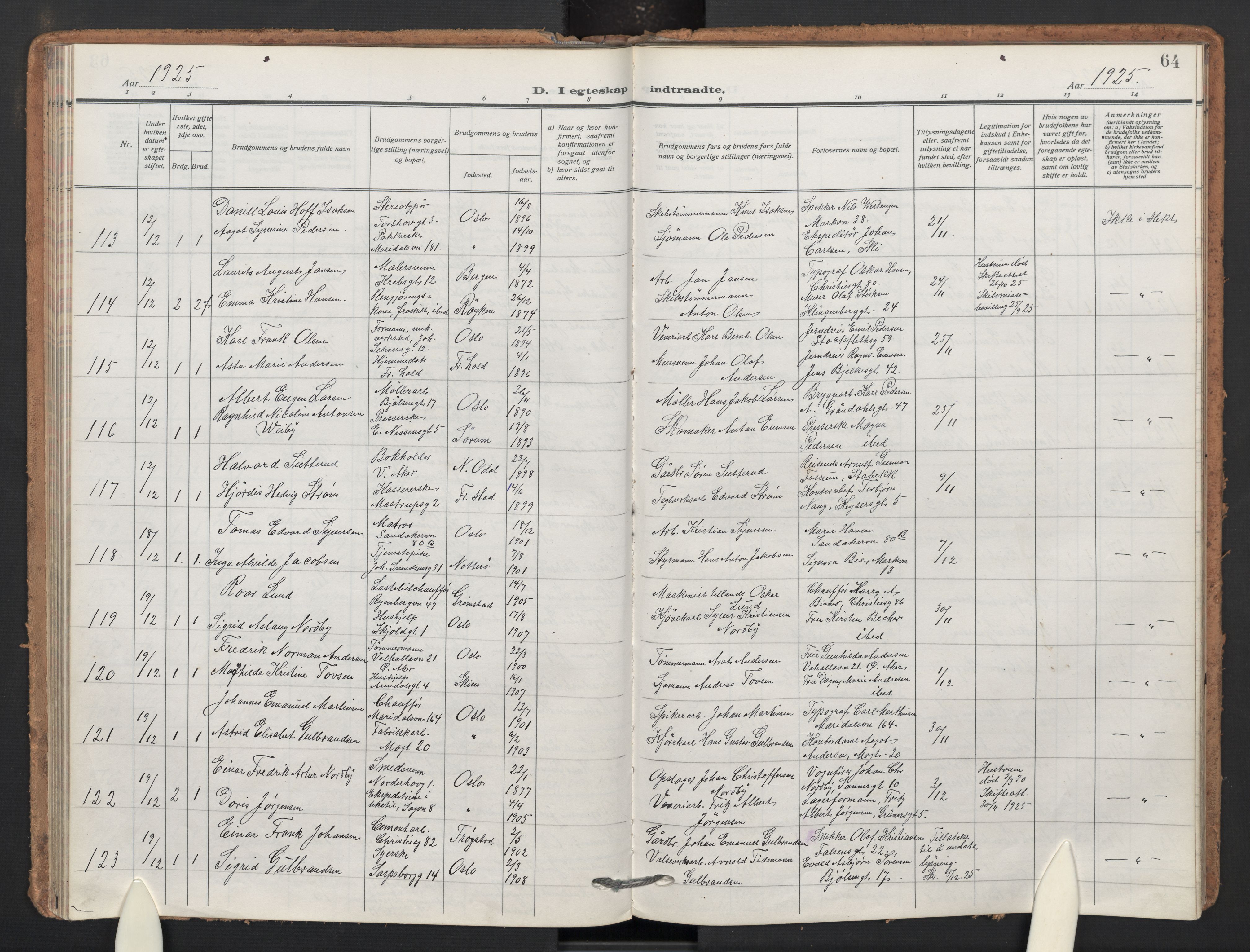 Sagene prestekontor Kirkebøker, AV/SAO-A-10796/F/L0013: Parish register (official) no. 13, 1920-1929, p. 64
