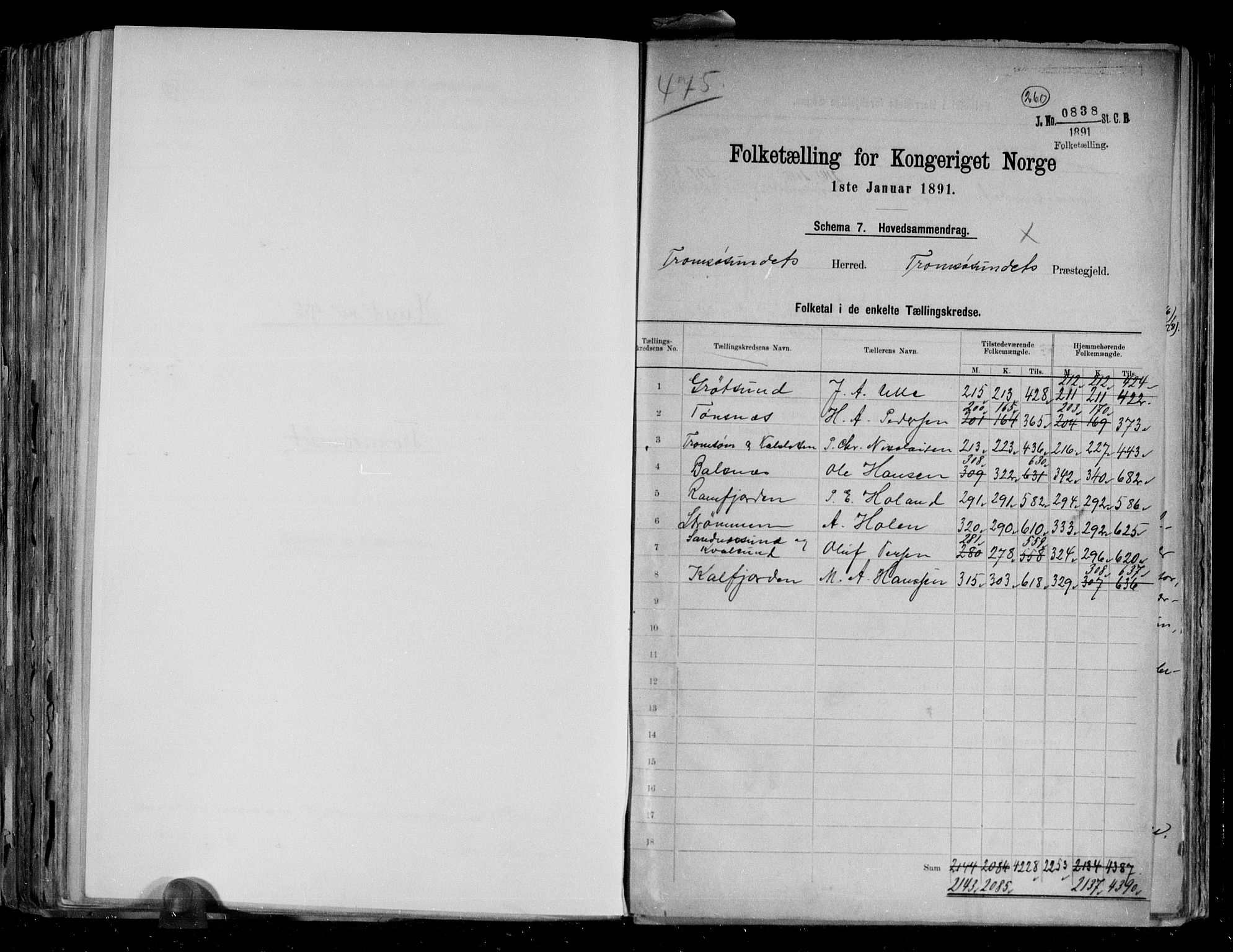 RA, 1891 census for 1934 Tromsøysund, 1891, p. 2