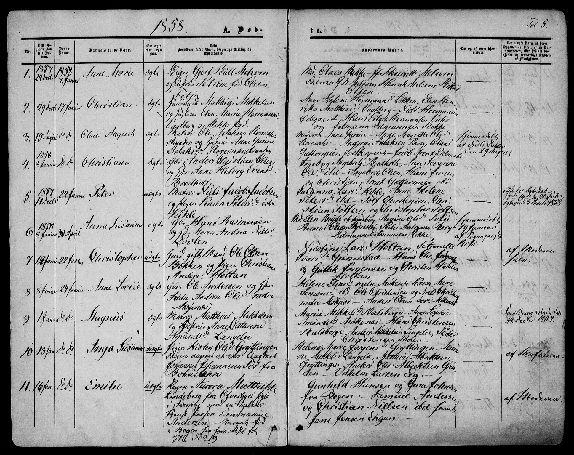 Stokke kirkebøker, AV/SAKO-A-320/F/Fa/L0008: Parish register (official) no. I 8, 1858-1871, p. 5