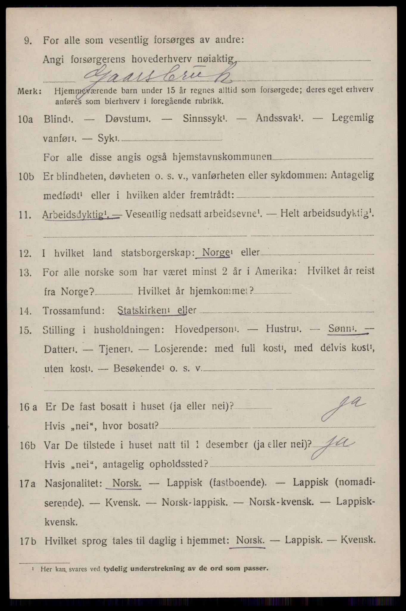 SAT, 1920 census for Buksnes, 1920, p. 4500