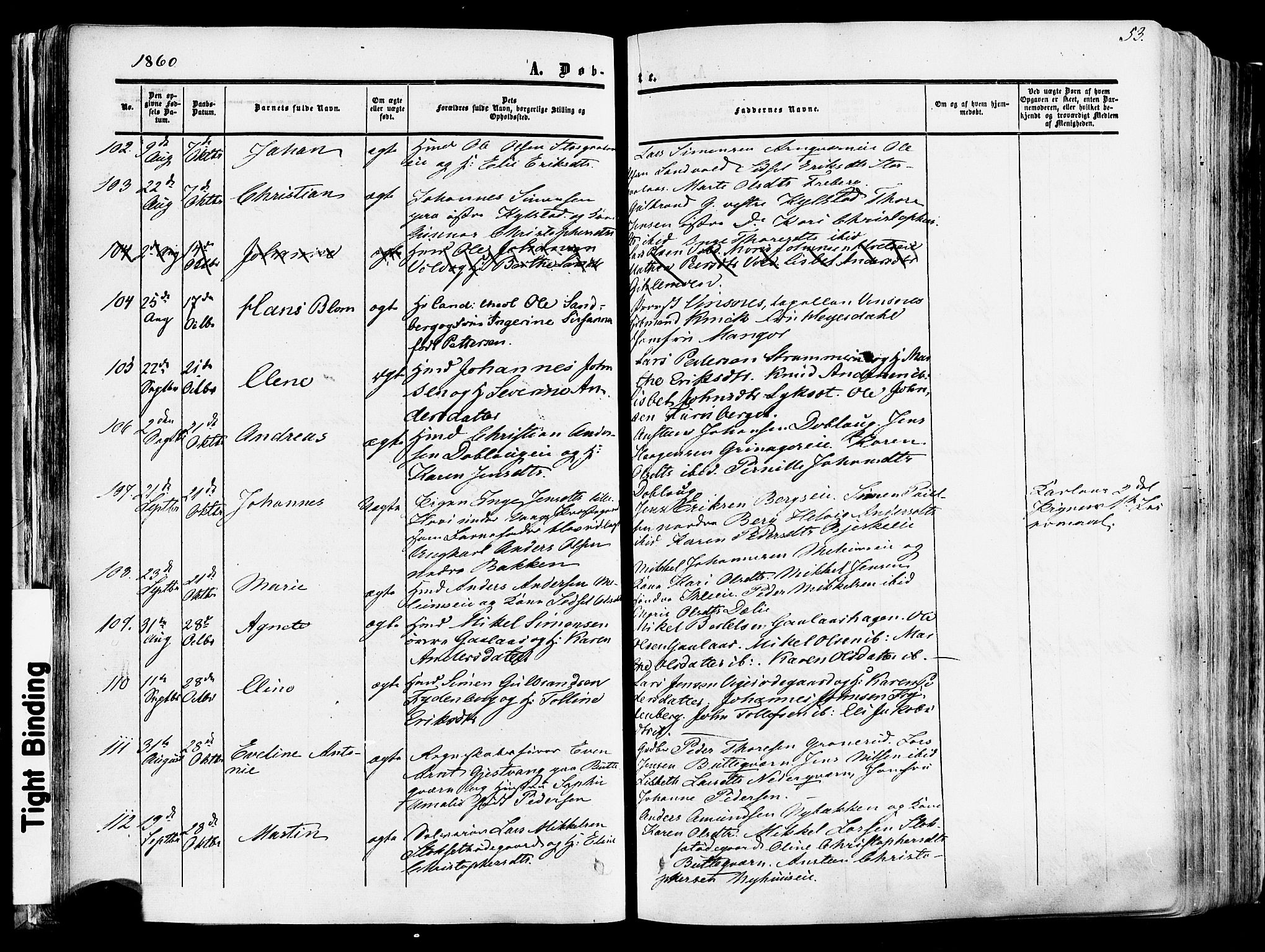 Vang prestekontor, Hedmark, SAH/PREST-008/H/Ha/Haa/L0013: Parish register (official) no. 13, 1855-1879, p. 53