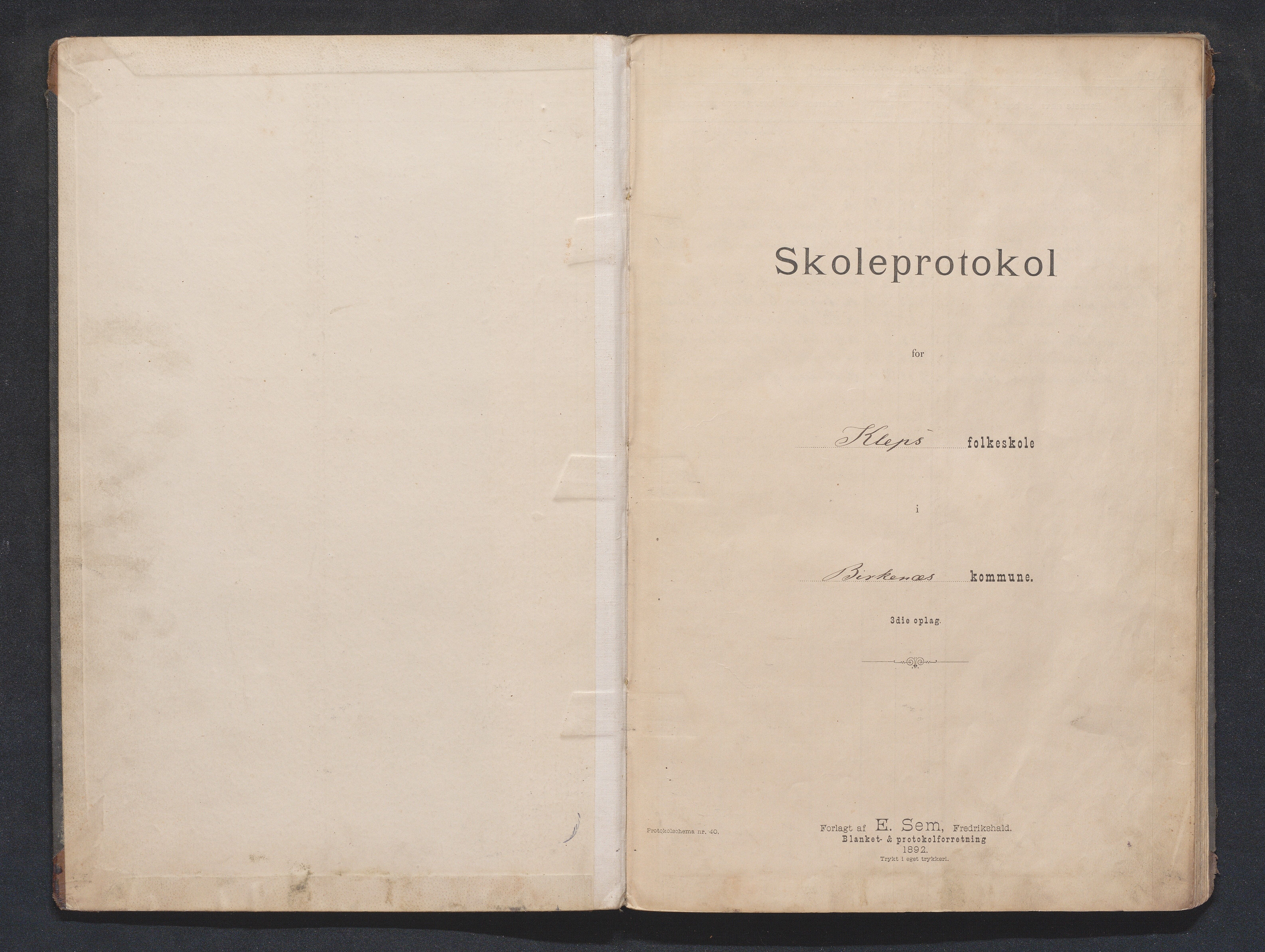 Birkenes kommune, Klepp (Skjærkelen) skolekrets, AAKS/KA0928-550d_91/F01/L0001: Skoleprotokoll, 1897-1922