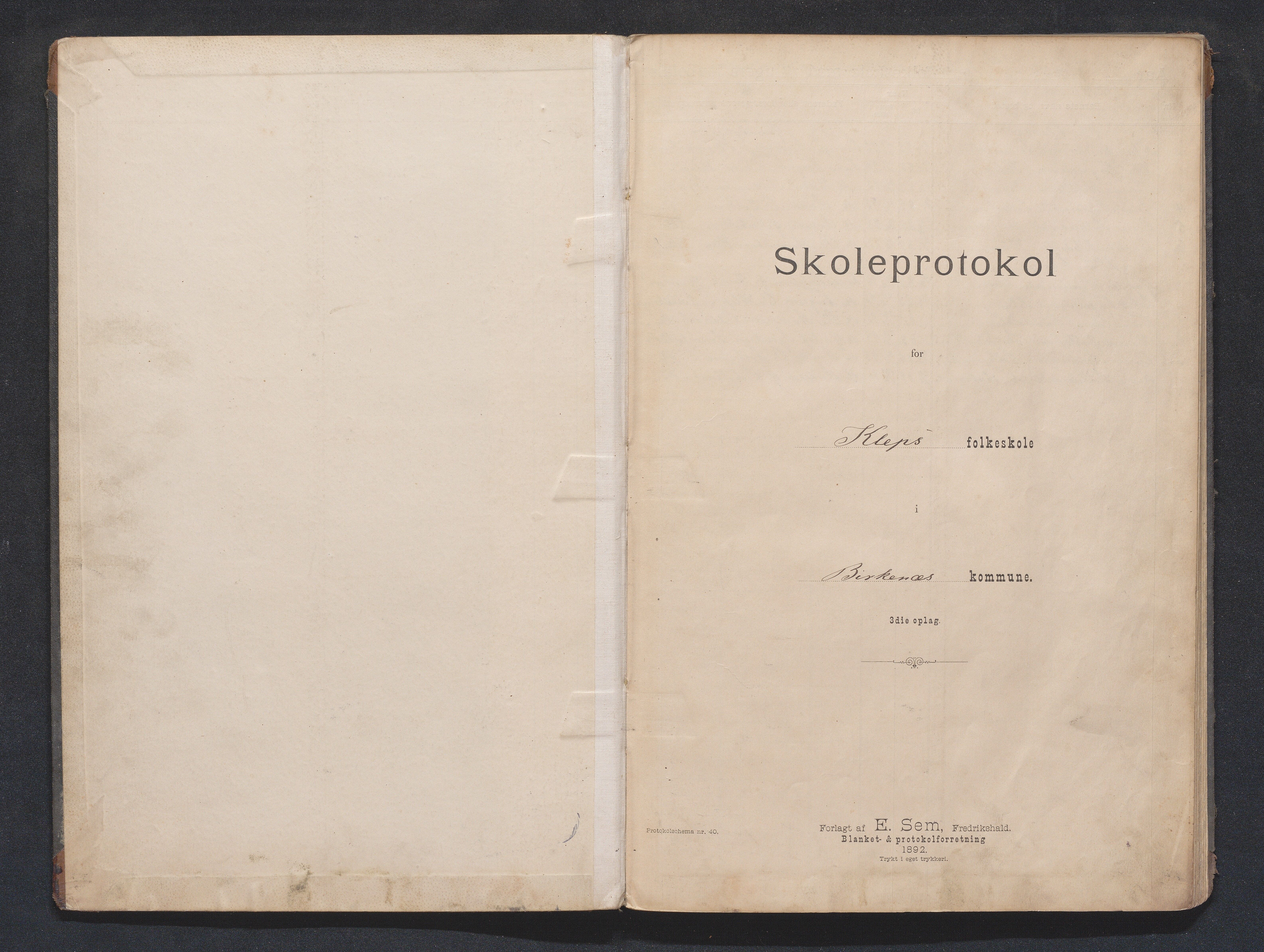 Birkenes kommune, Klepp (Skjærkelen) skolekrets, AAMA/KA0928-550d_91/F01/L0001: Skoleprotokoll, 1897-1922
