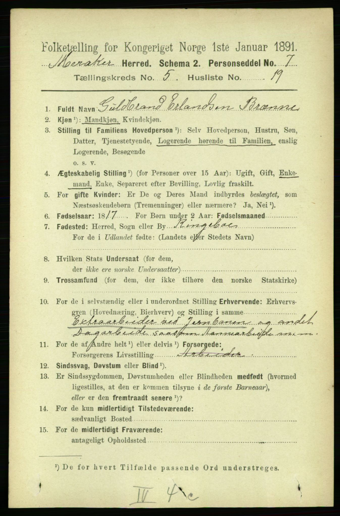 RA, 1891 census for 1711 Meråker, 1891, p. 1999
