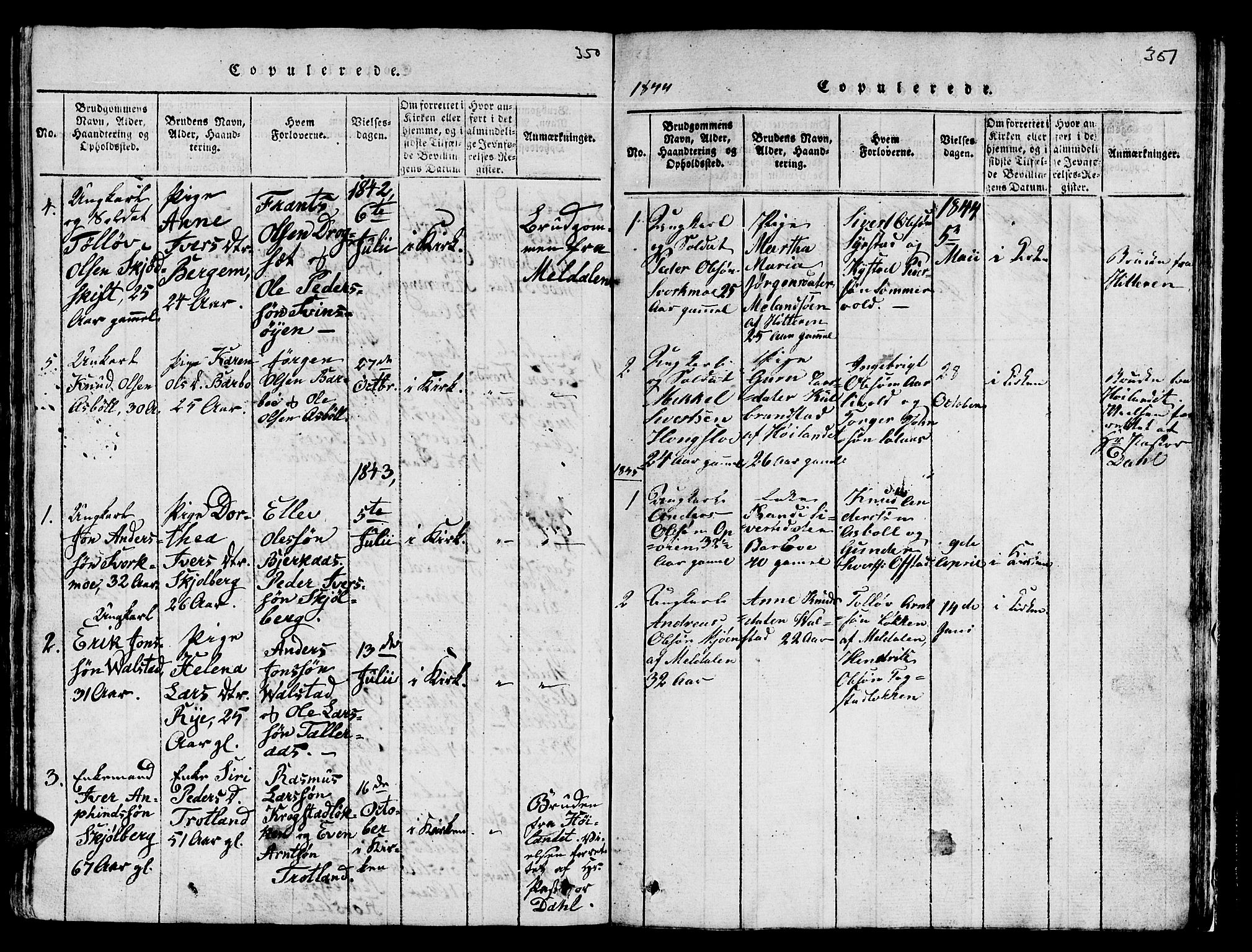 Ministerialprotokoller, klokkerbøker og fødselsregistre - Sør-Trøndelag, AV/SAT-A-1456/671/L0842: Parish register (copy) no. 671C01, 1816-1867, p. 350-351