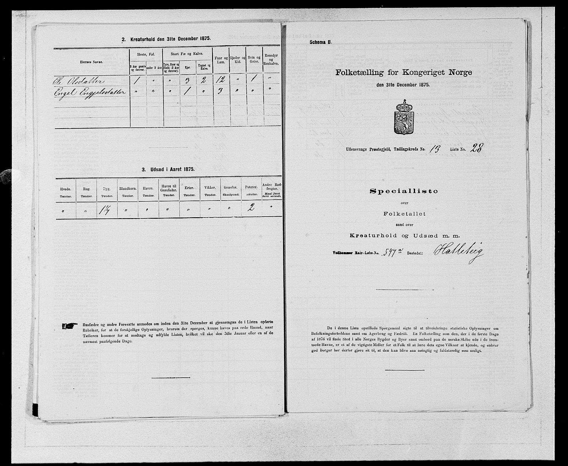 SAB, 1875 census for 1230P Ullensvang, 1875, p. 1382