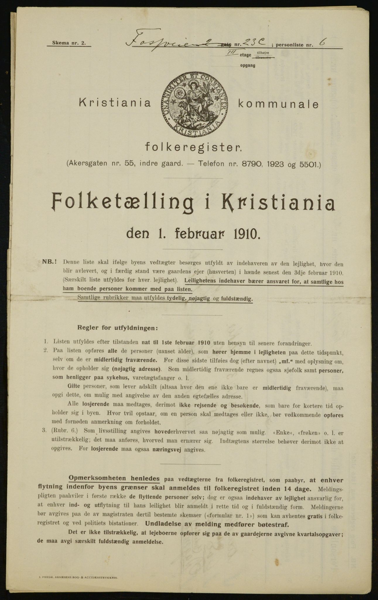 OBA, Municipal Census 1910 for Kristiania, 1910, p. 23808