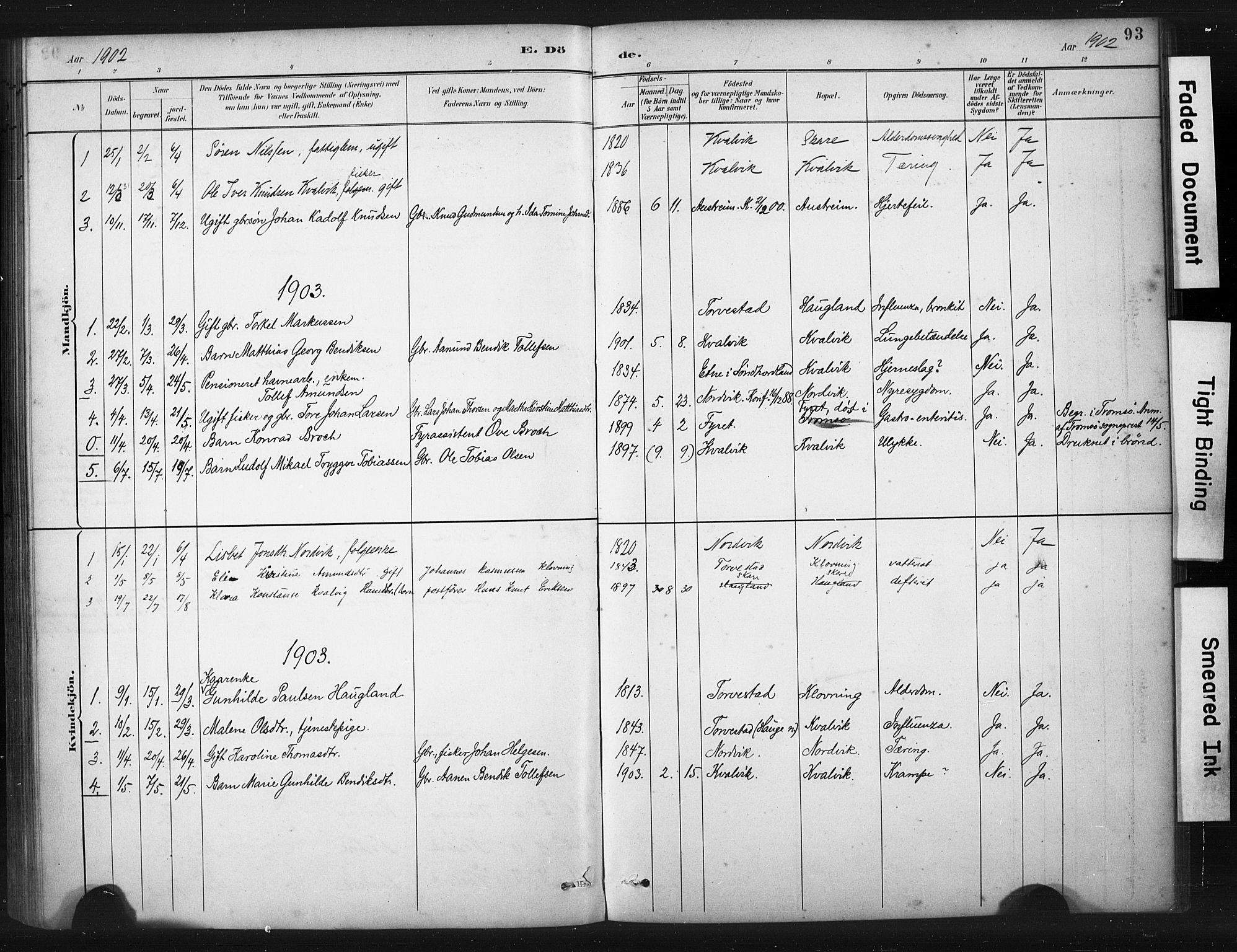 Torvastad sokneprestkontor, AV/SAST-A -101857/H/Ha/Haa/L0016: Parish register (official) no. A 15, 1883-1903, p. 93