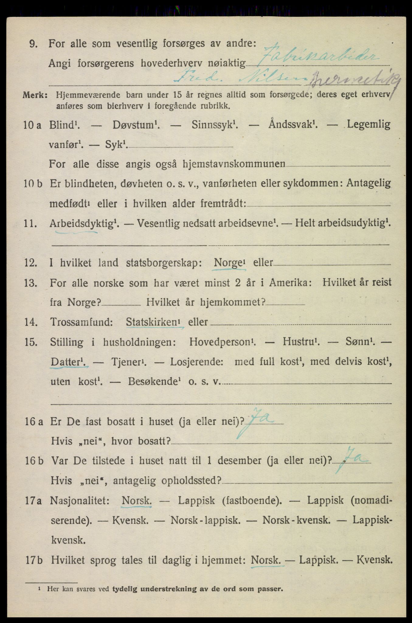 SAT, 1920 census for Bø, 1920, p. 6031