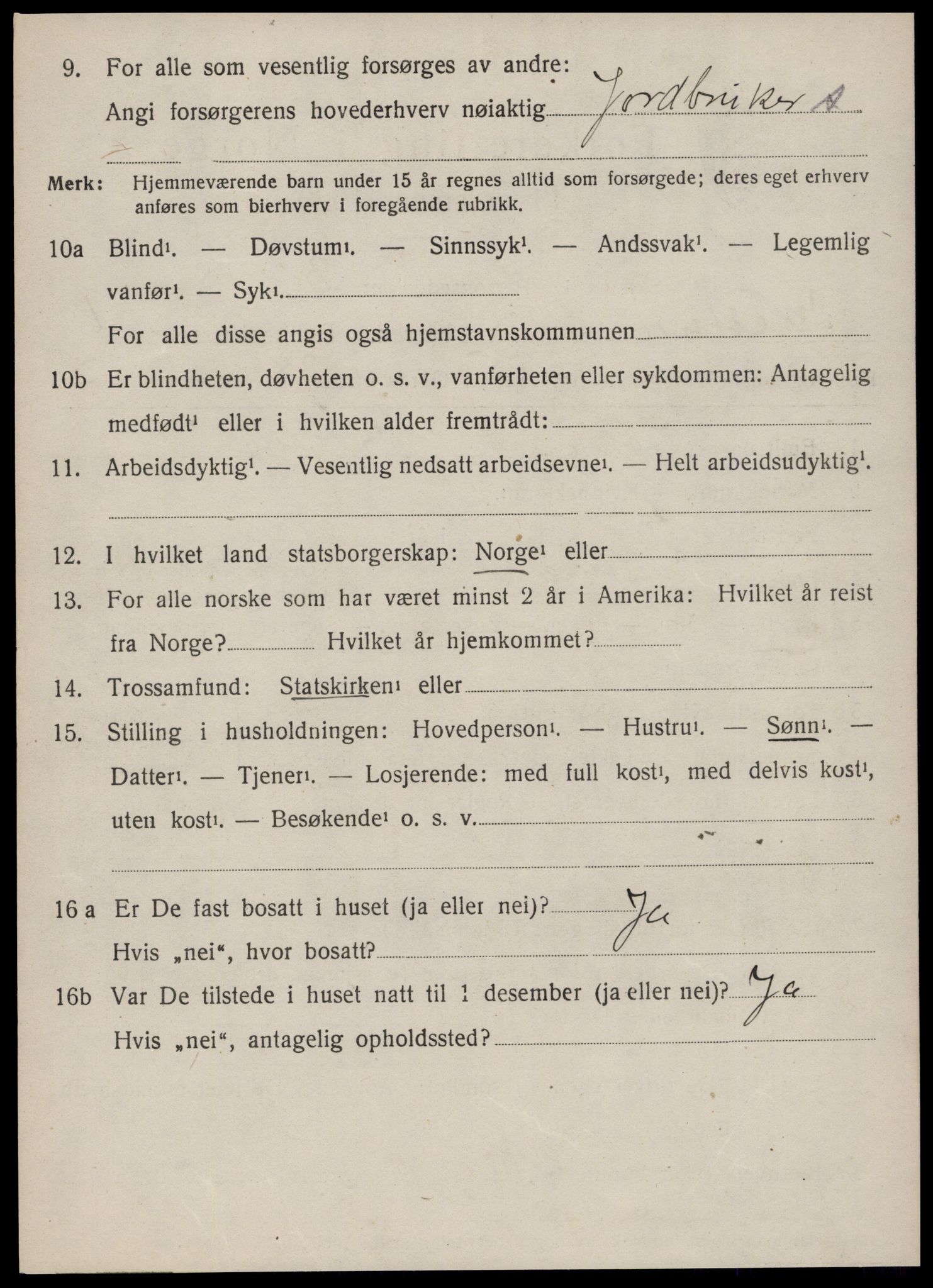 SAT, 1920 census for Vestnes, 1920, p. 1872
