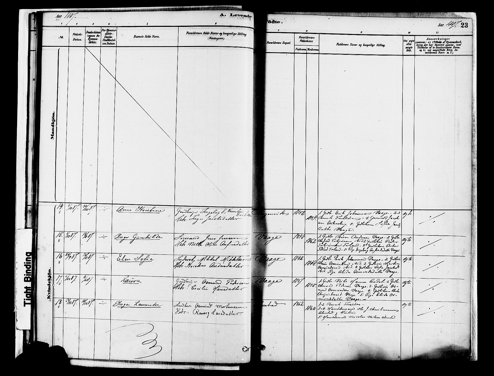 Tysvær sokneprestkontor, AV/SAST-A -101864/H/Ha/Haa/L0007: Parish register (official) no. A 7, 1878-1897, p. 23