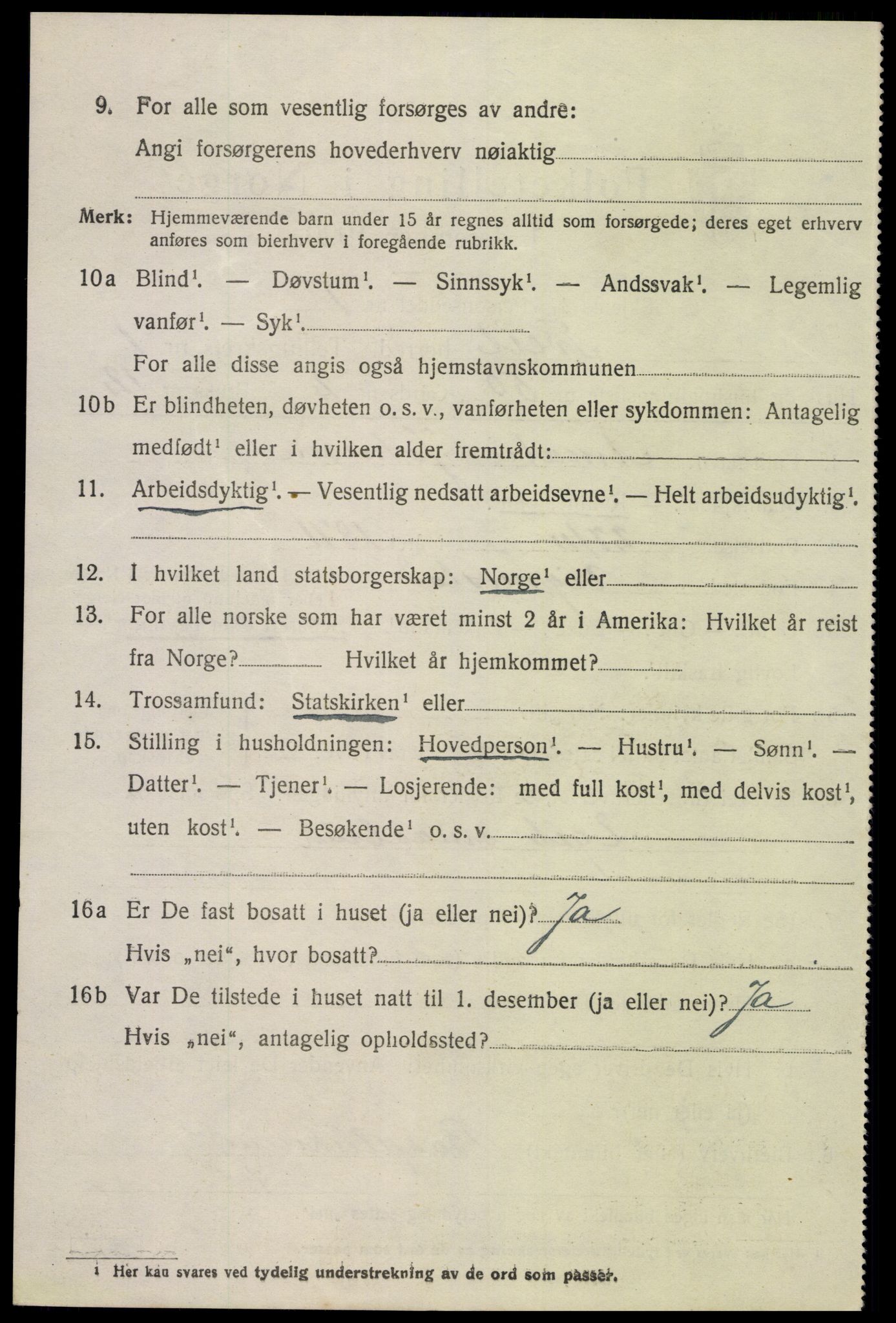 SAK, 1920 census for Tveit, 1920, p. 1199